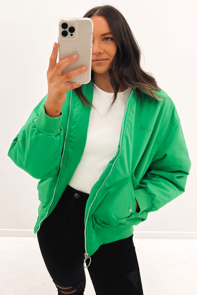 Emerald green 2025 bomber jacket