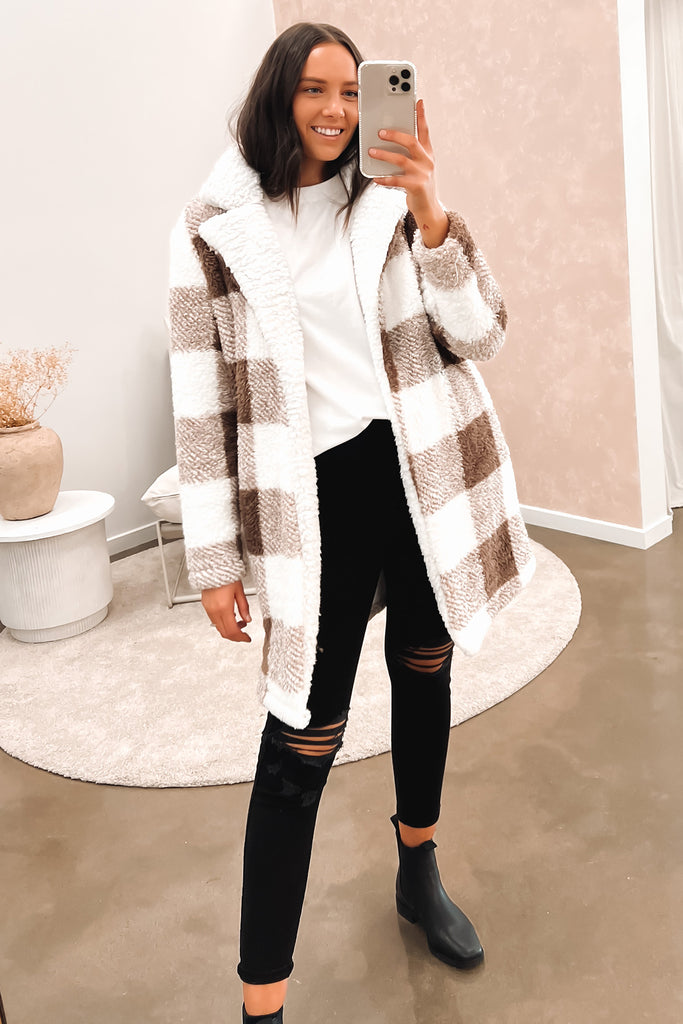 Plaid teddy outlet coat