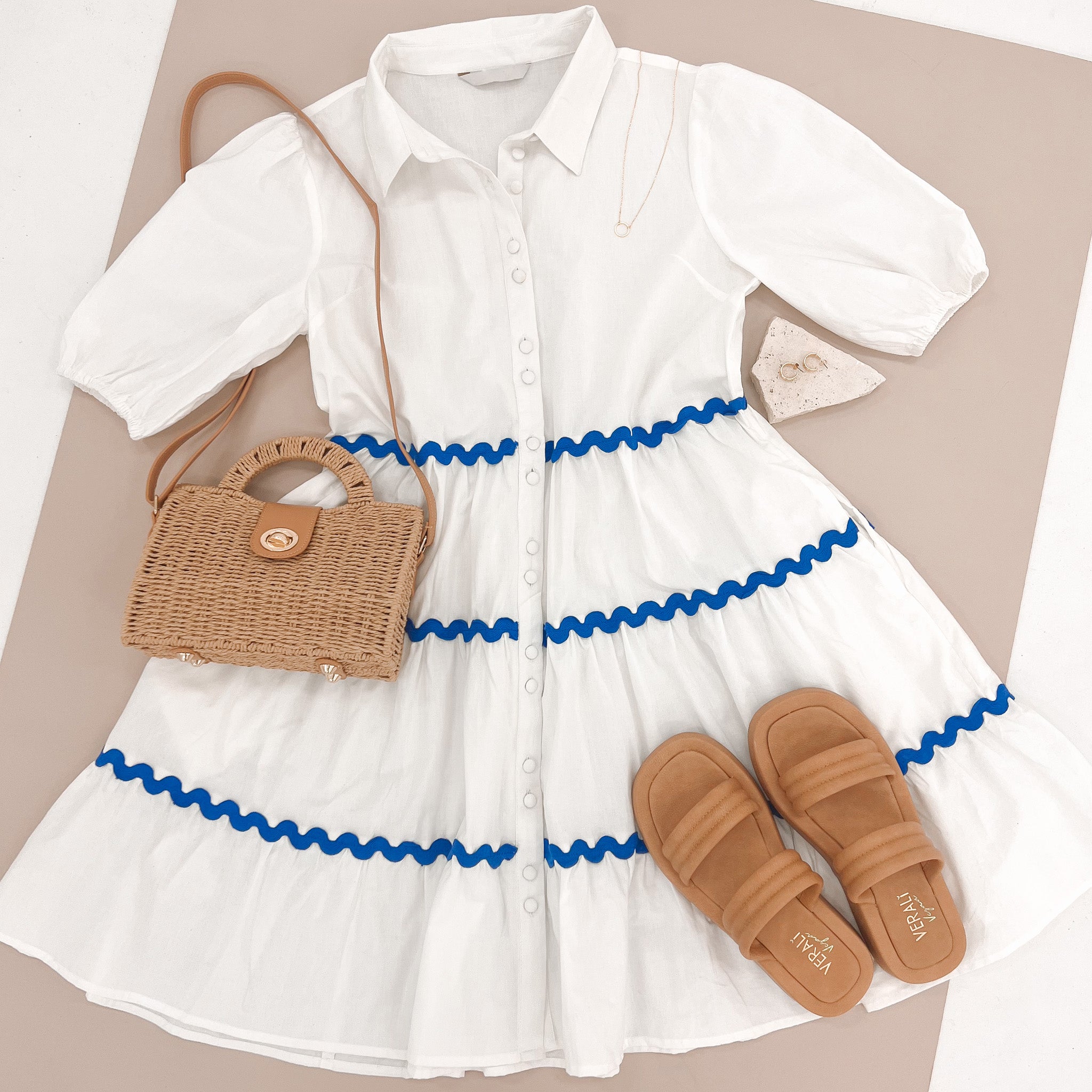 Alice Mini Dress White Blue