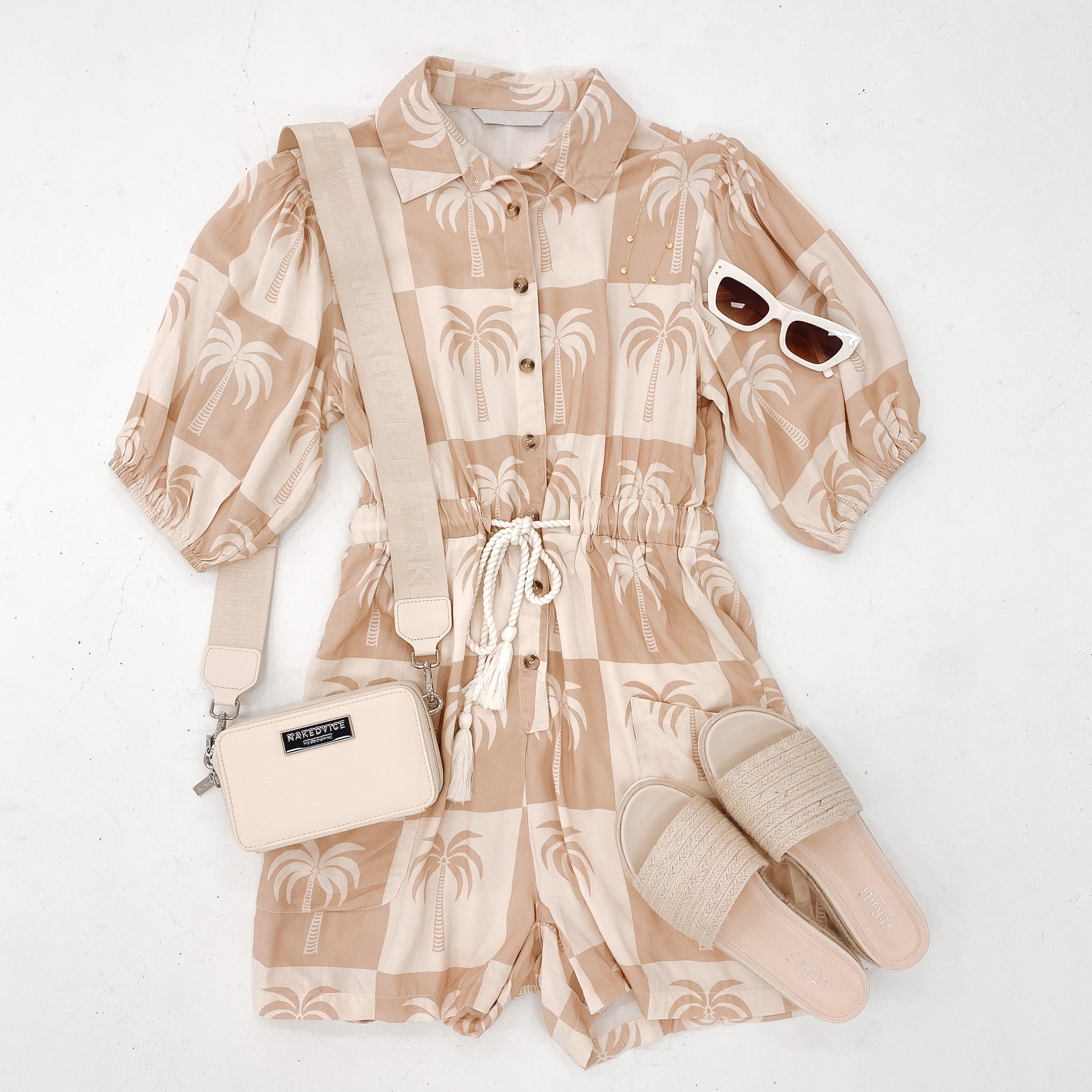 Eliza Playsuit Latte Palm