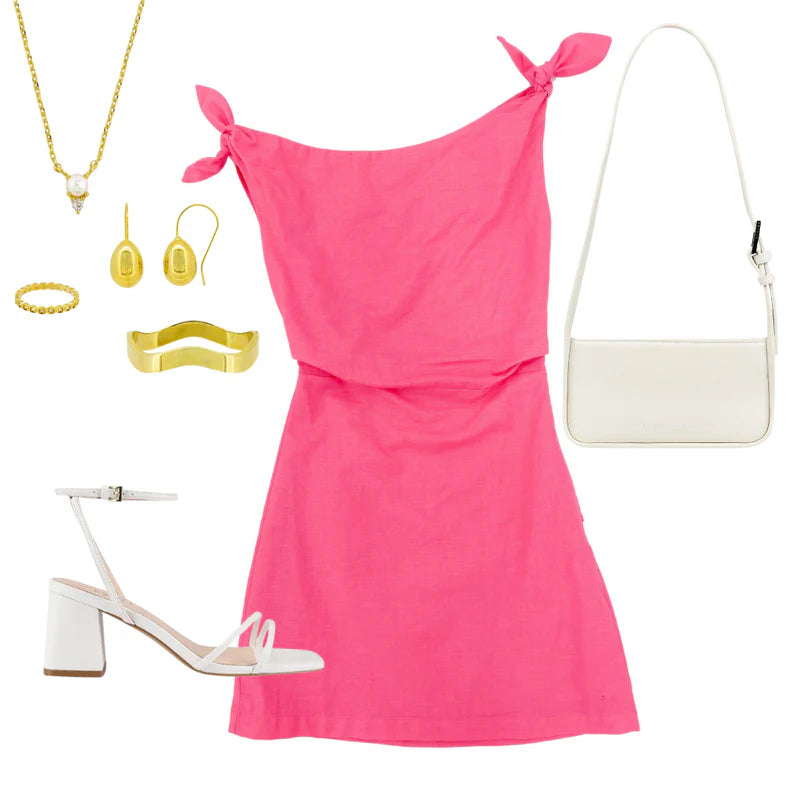 The Neela Mini Dress in Hot Pink