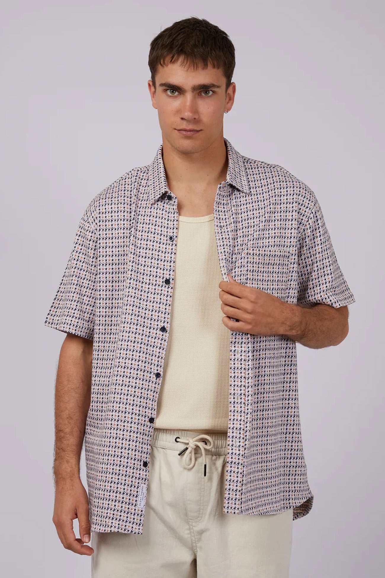 Rixo Short Sleeve Shirt Houndstooth Jacquard