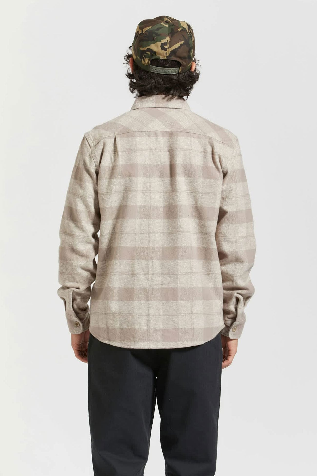 Bowery Heavy Weight Long Sleeve Flannel Off White Cinder Grey