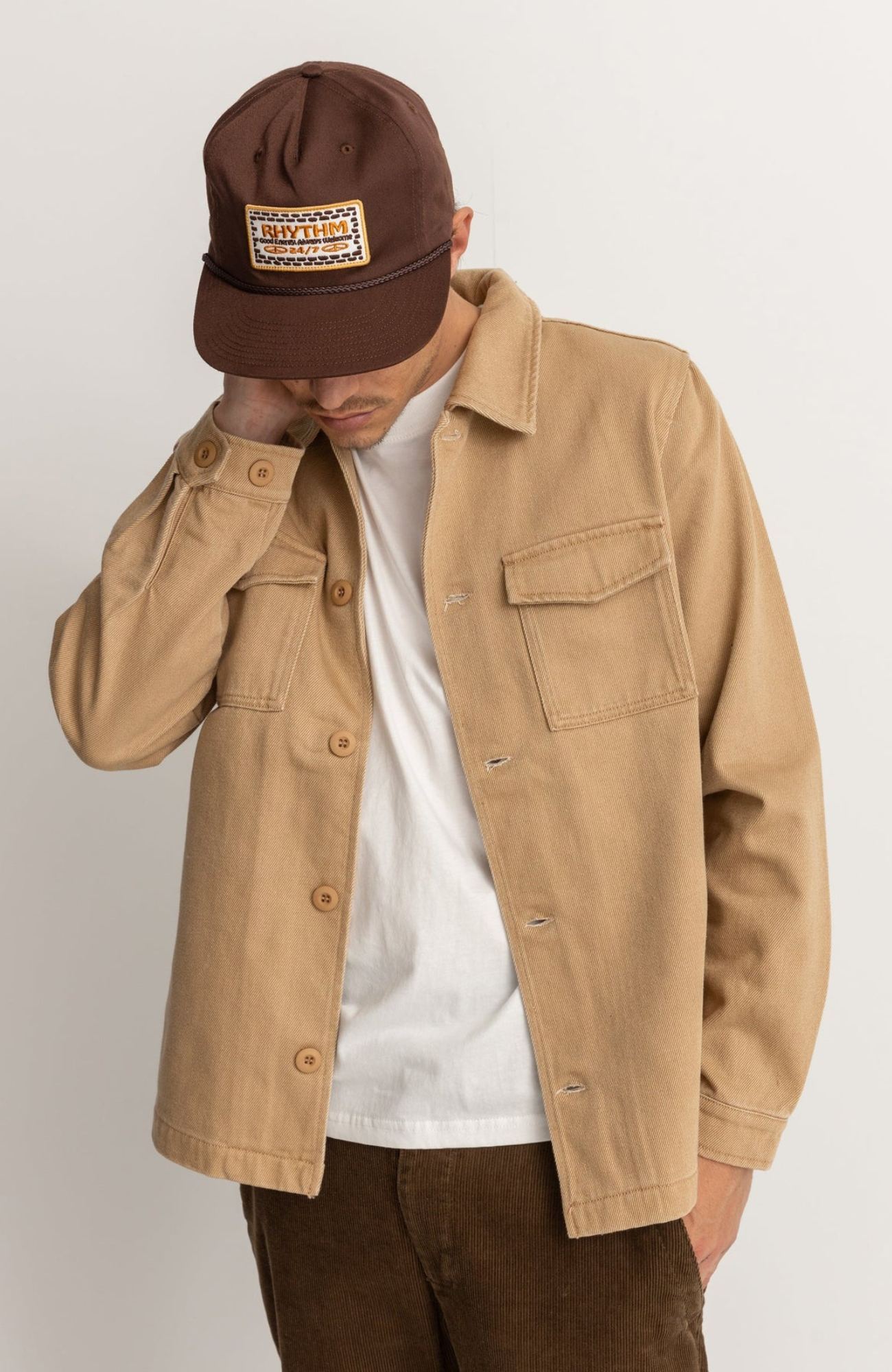 Denim Long Sleeve Overshirt Latte