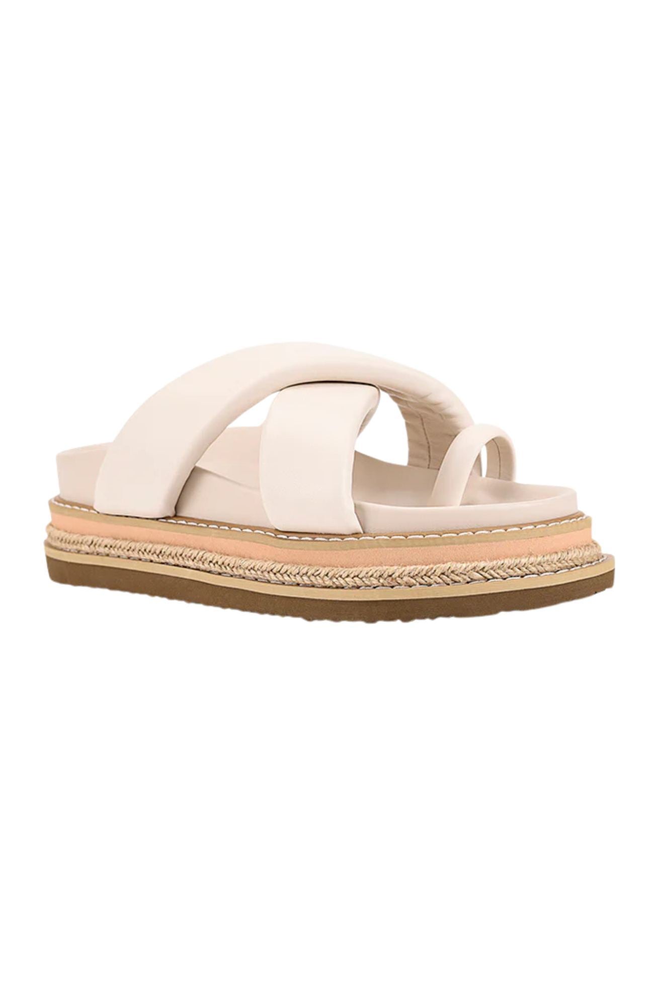 Thelma Flatform Slides Bone White