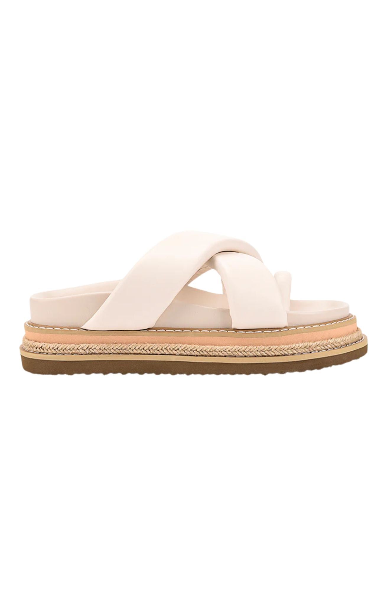 Thelma Flatform Slides Bone White