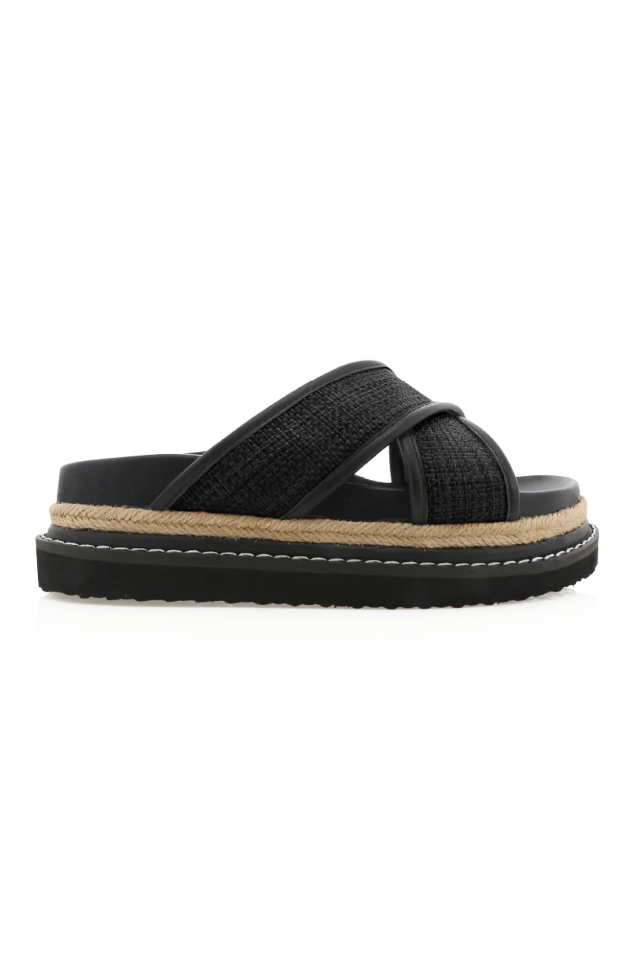 Aysha Sandal Black Raffia