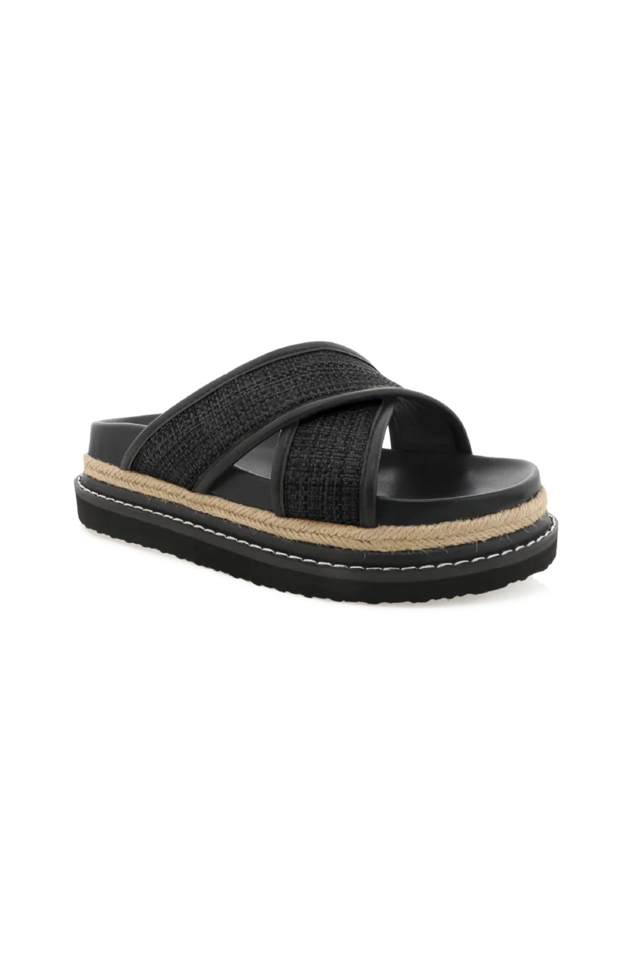 Aysha Sandal Black Raffia