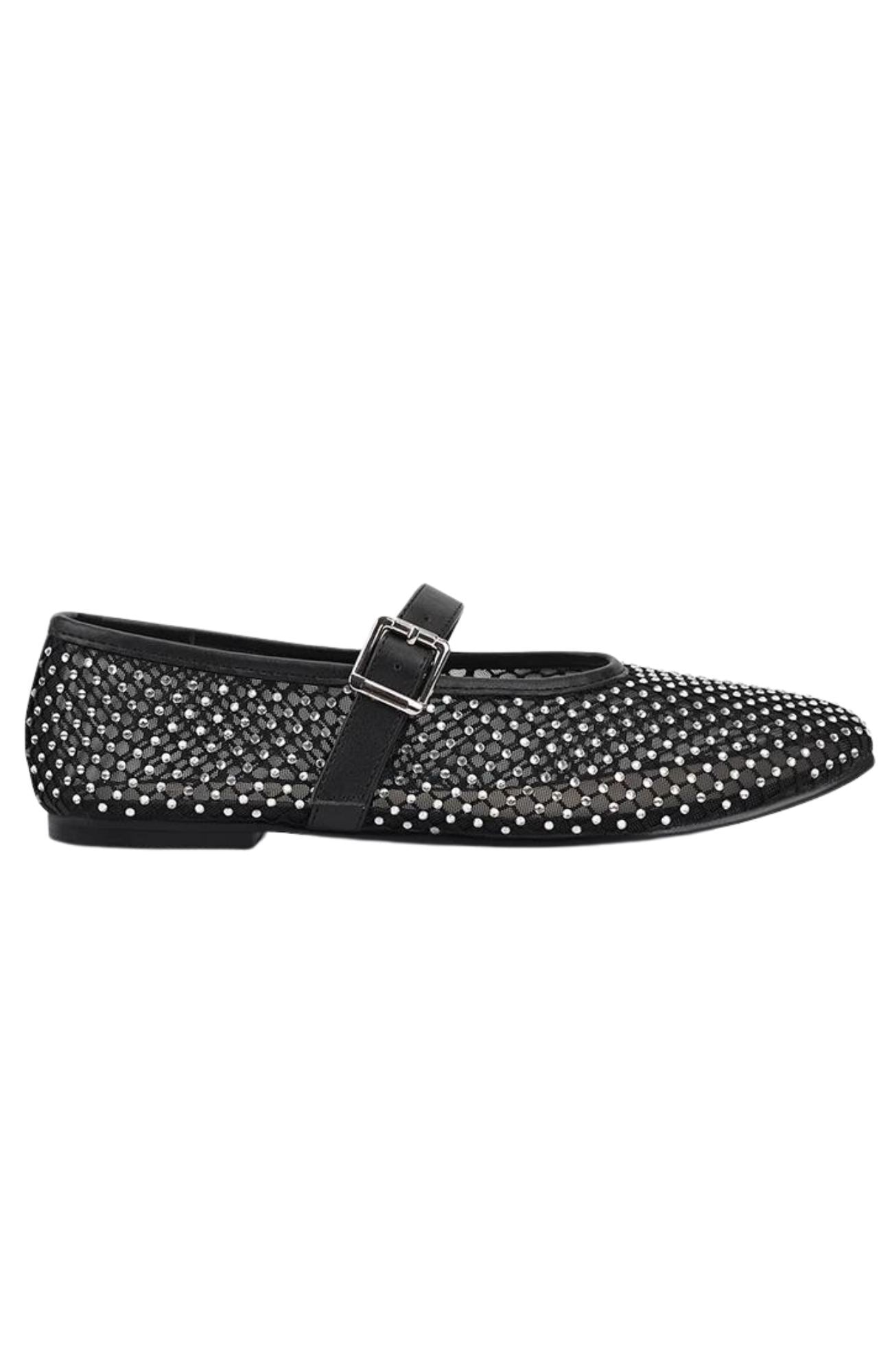 Damsel Diamante Mary-Jane Flats Black