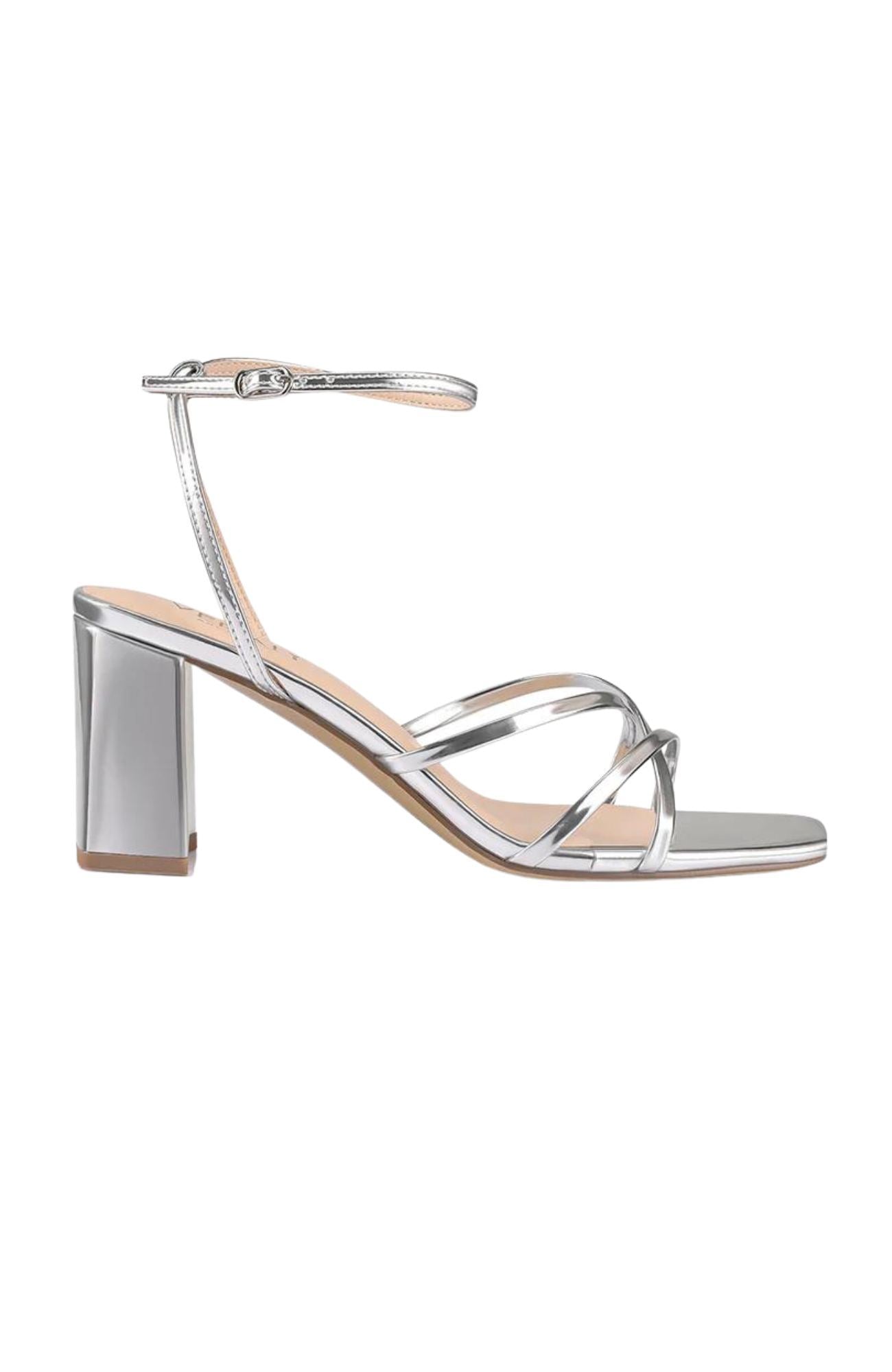 Nakita Block Heel Sandal Silver Mirror