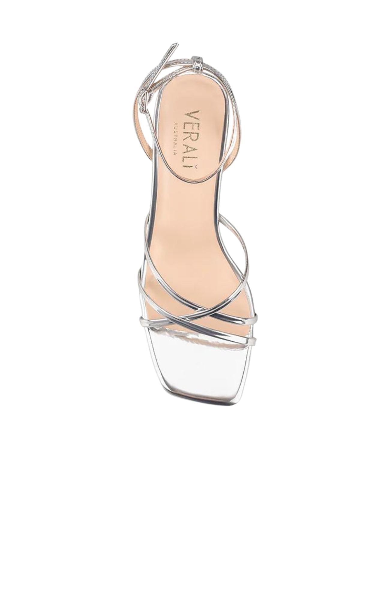 Nakita Block Heel Sandal Silver Mirror