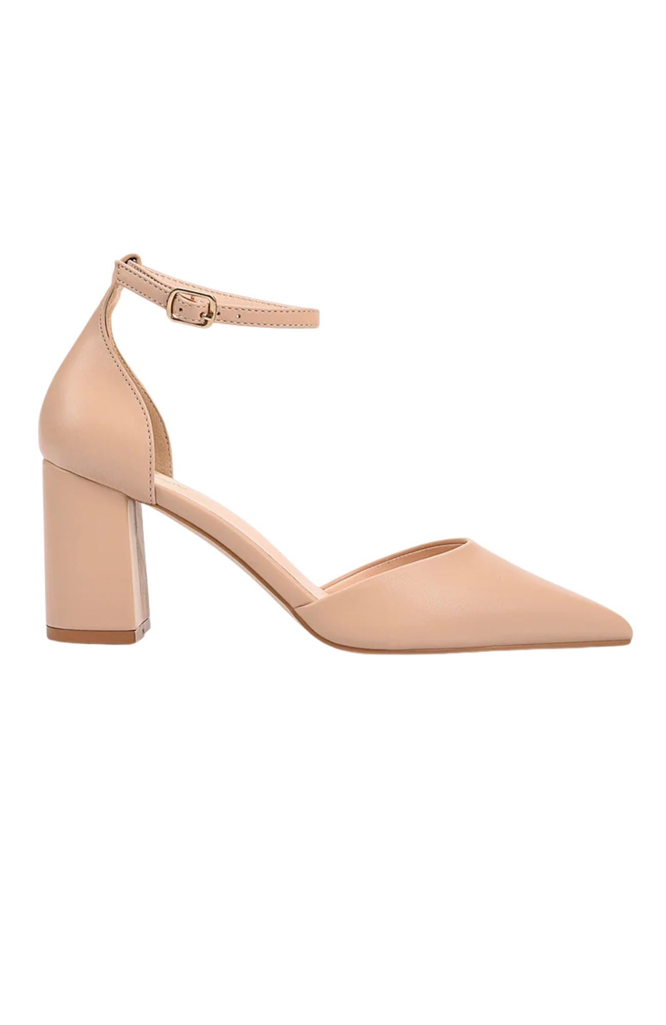 Eli Closed Toe Block Heels Nude