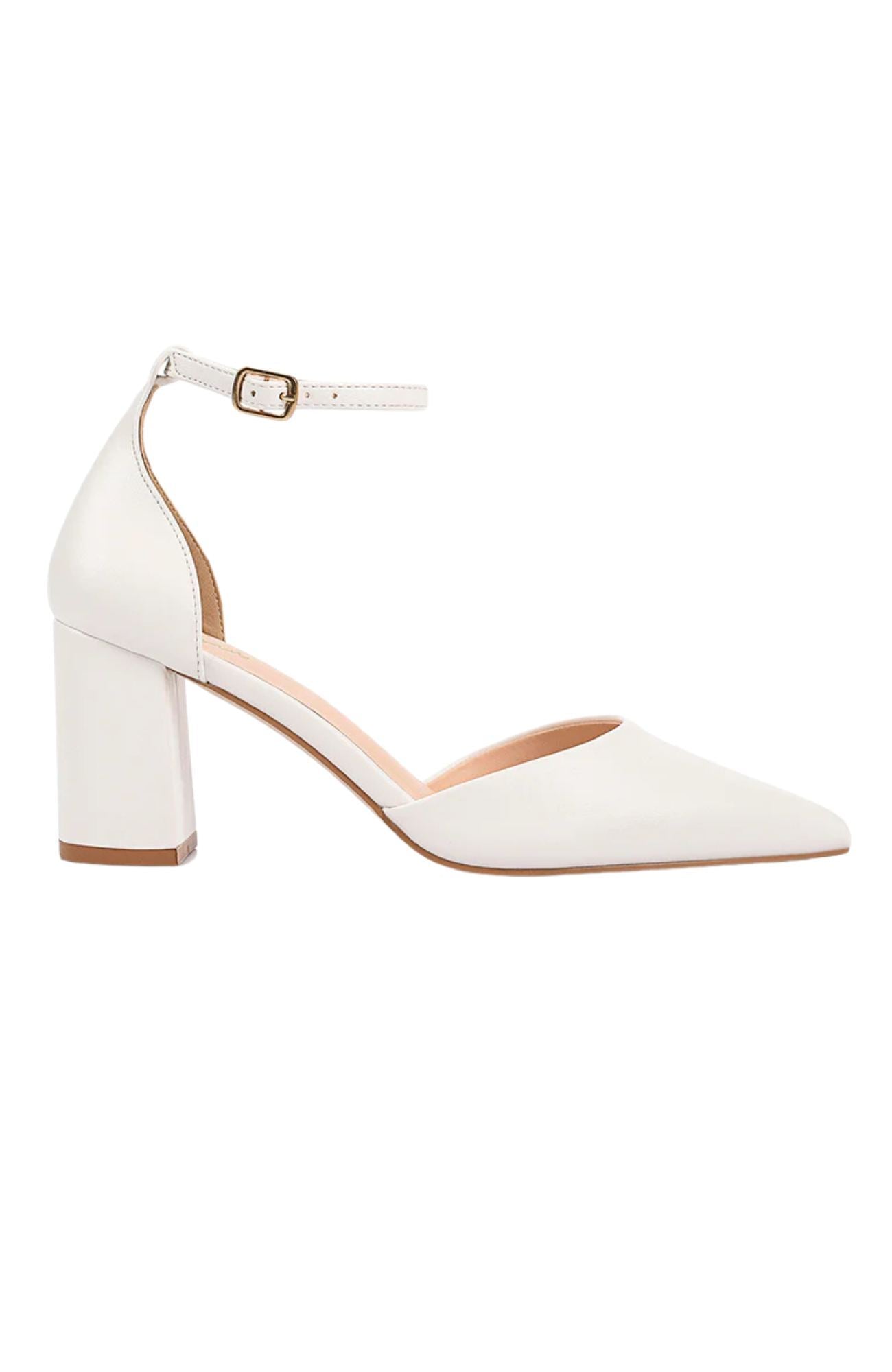 Eli Closed Toe Block Heels Chalk White