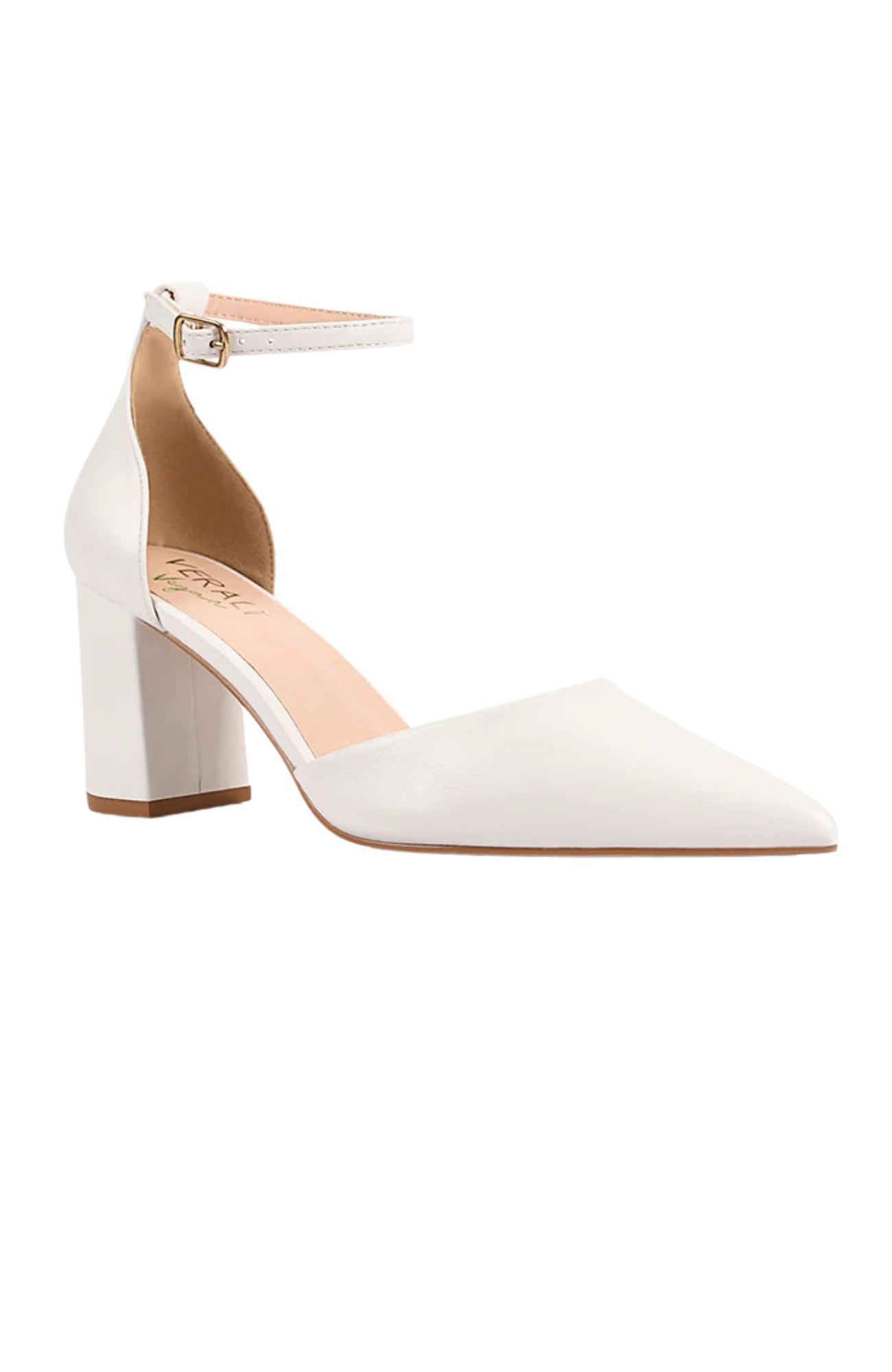 Eli Closed Toe Block Heels Chalk White