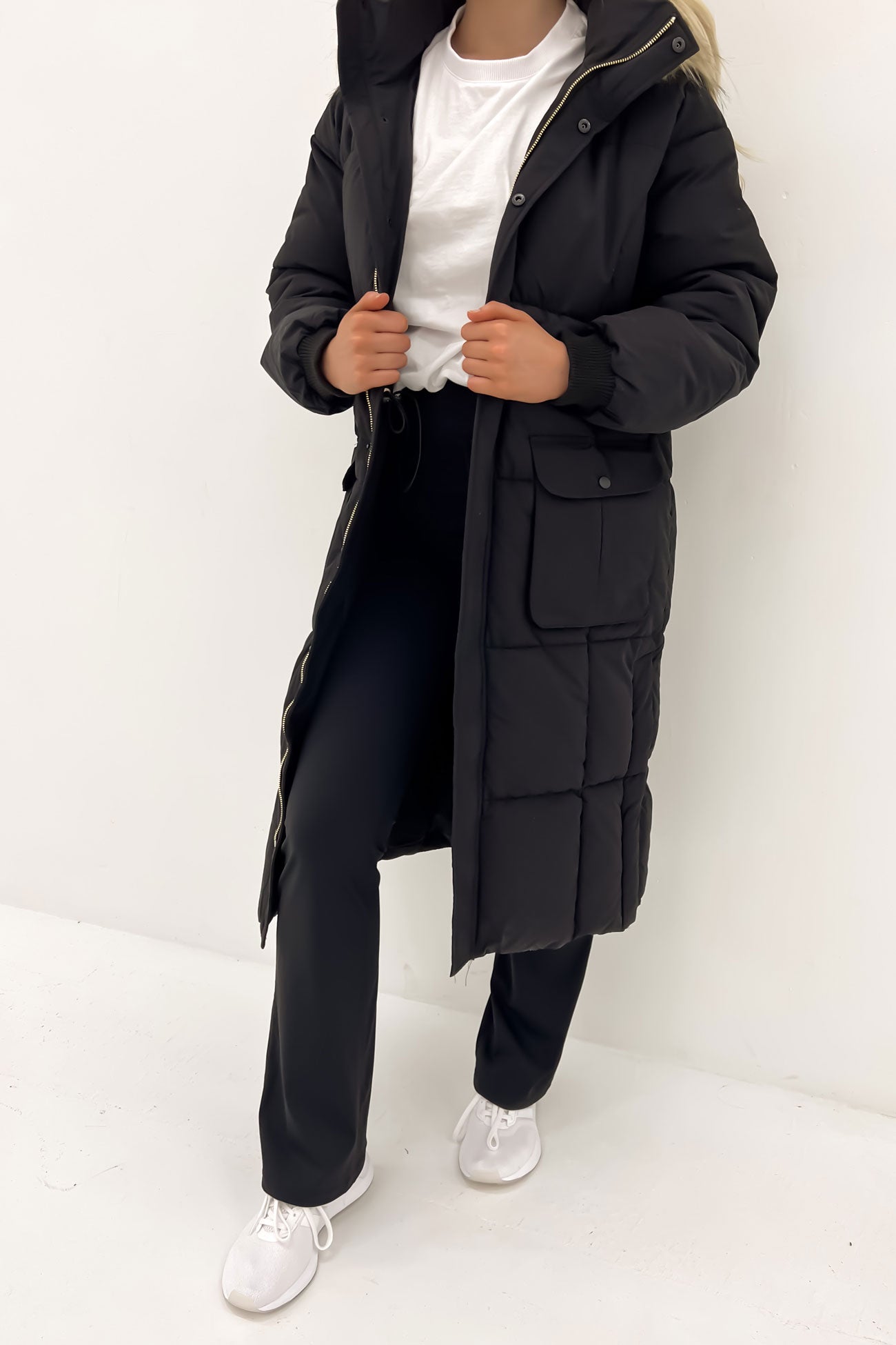 Active Fur Longline Puffer Black