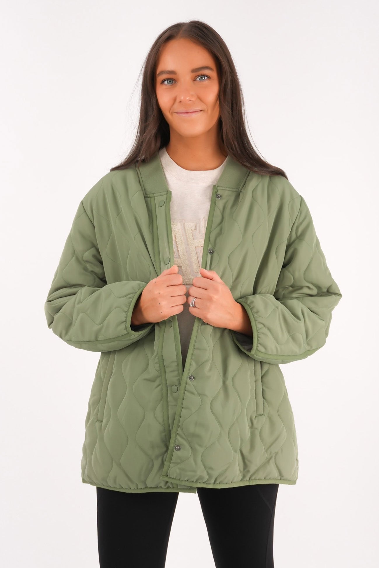 Active Quilted Jacket Khaki