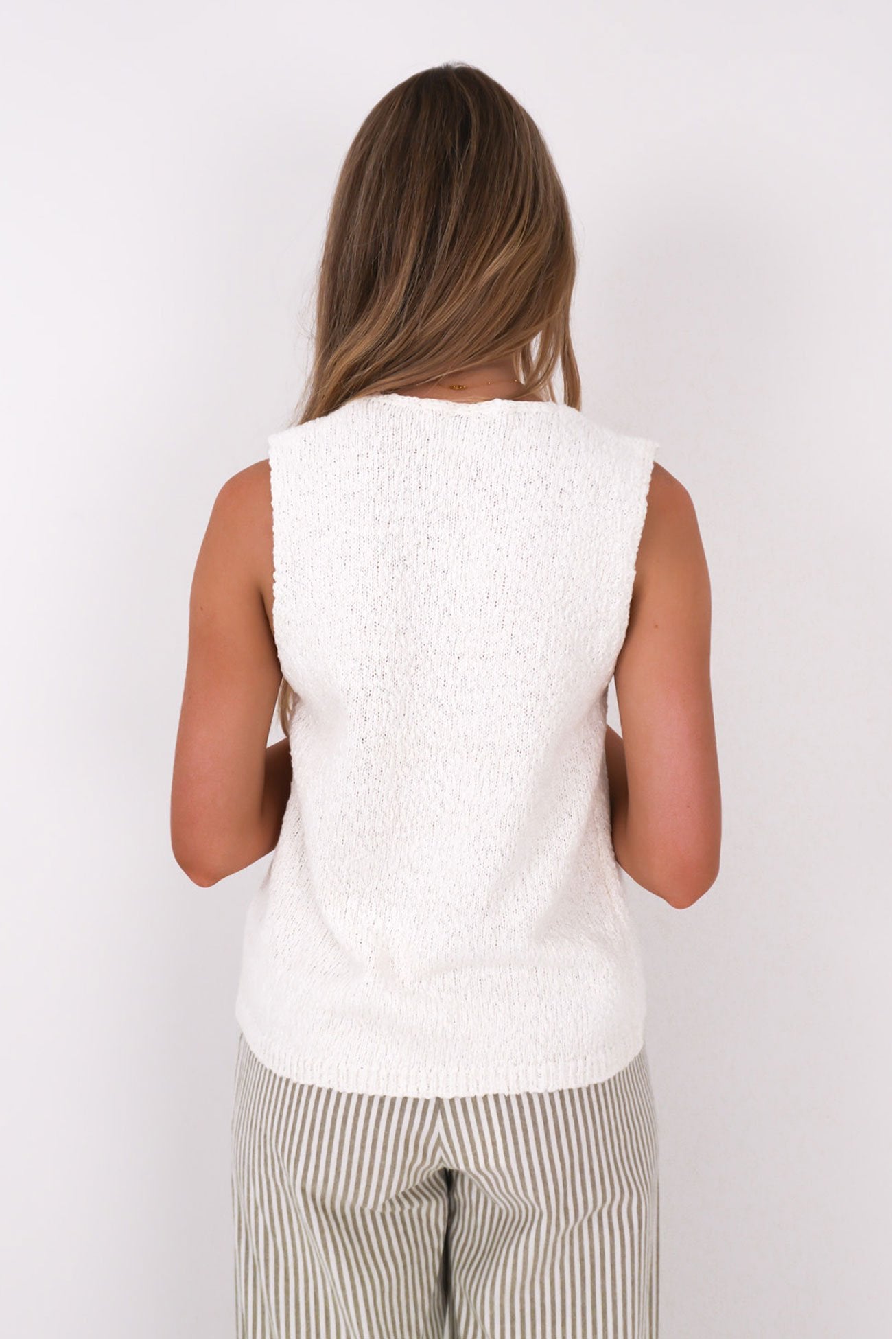 Adele Longline Knit Vest White