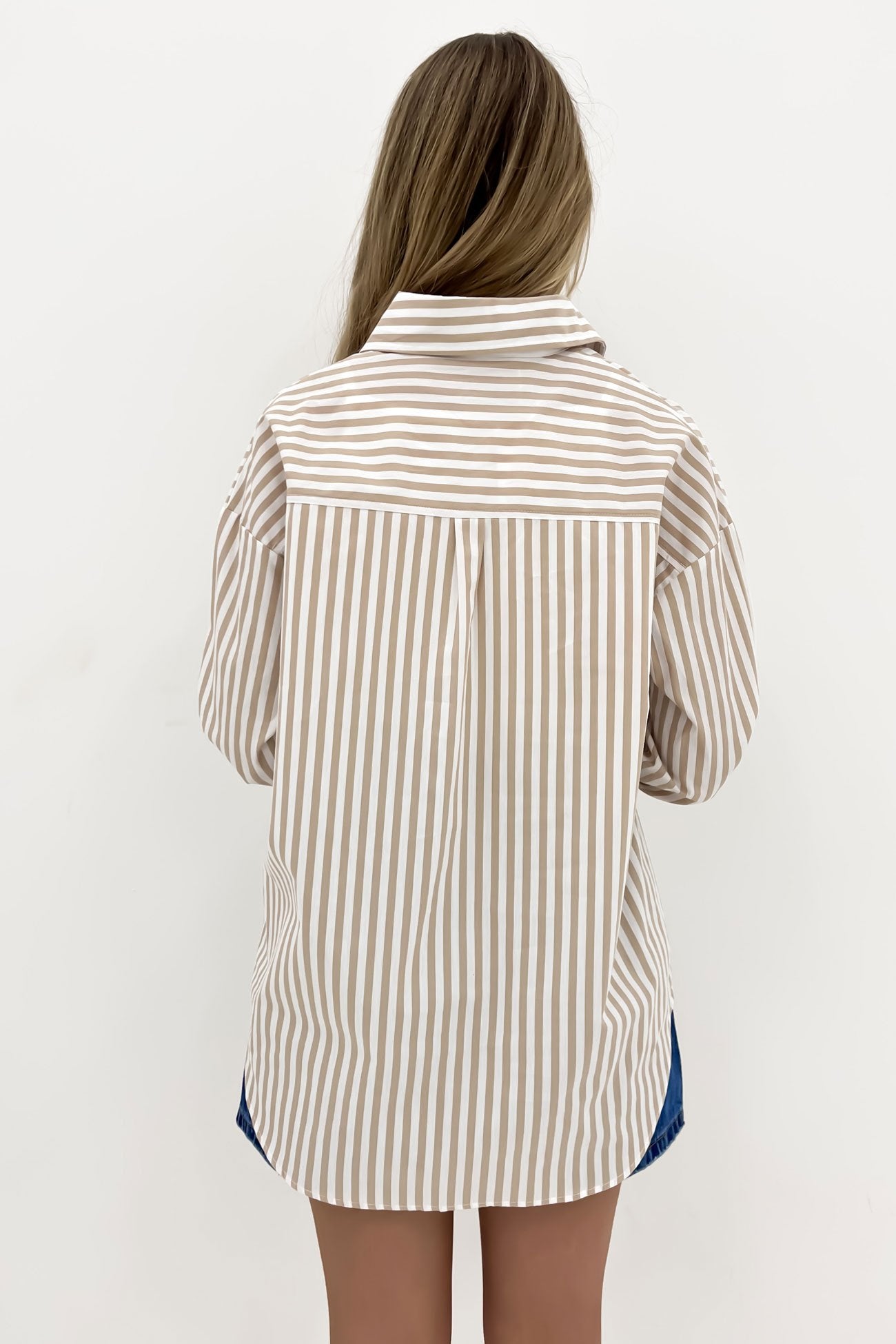 Alayah Shirt Beige Stripe