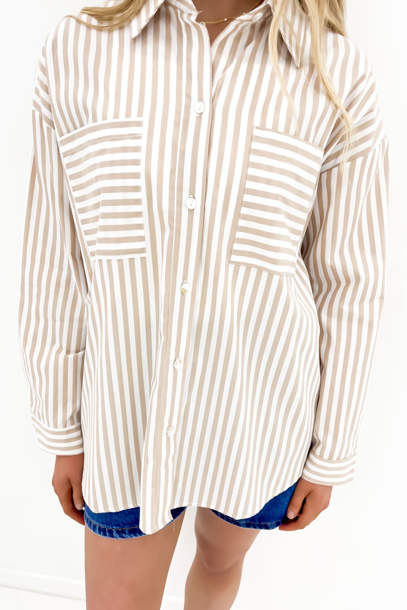 Alayah Shirt Beige Stripe