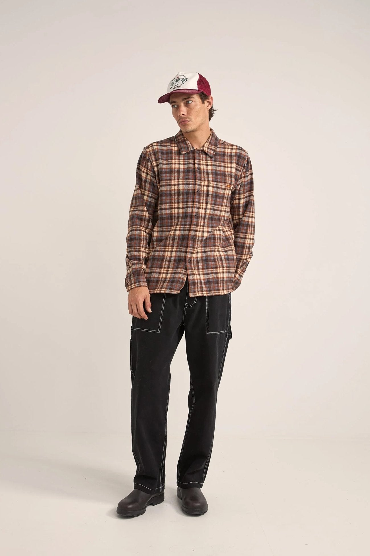 Albert Check Long Sleeve Shirt Almond