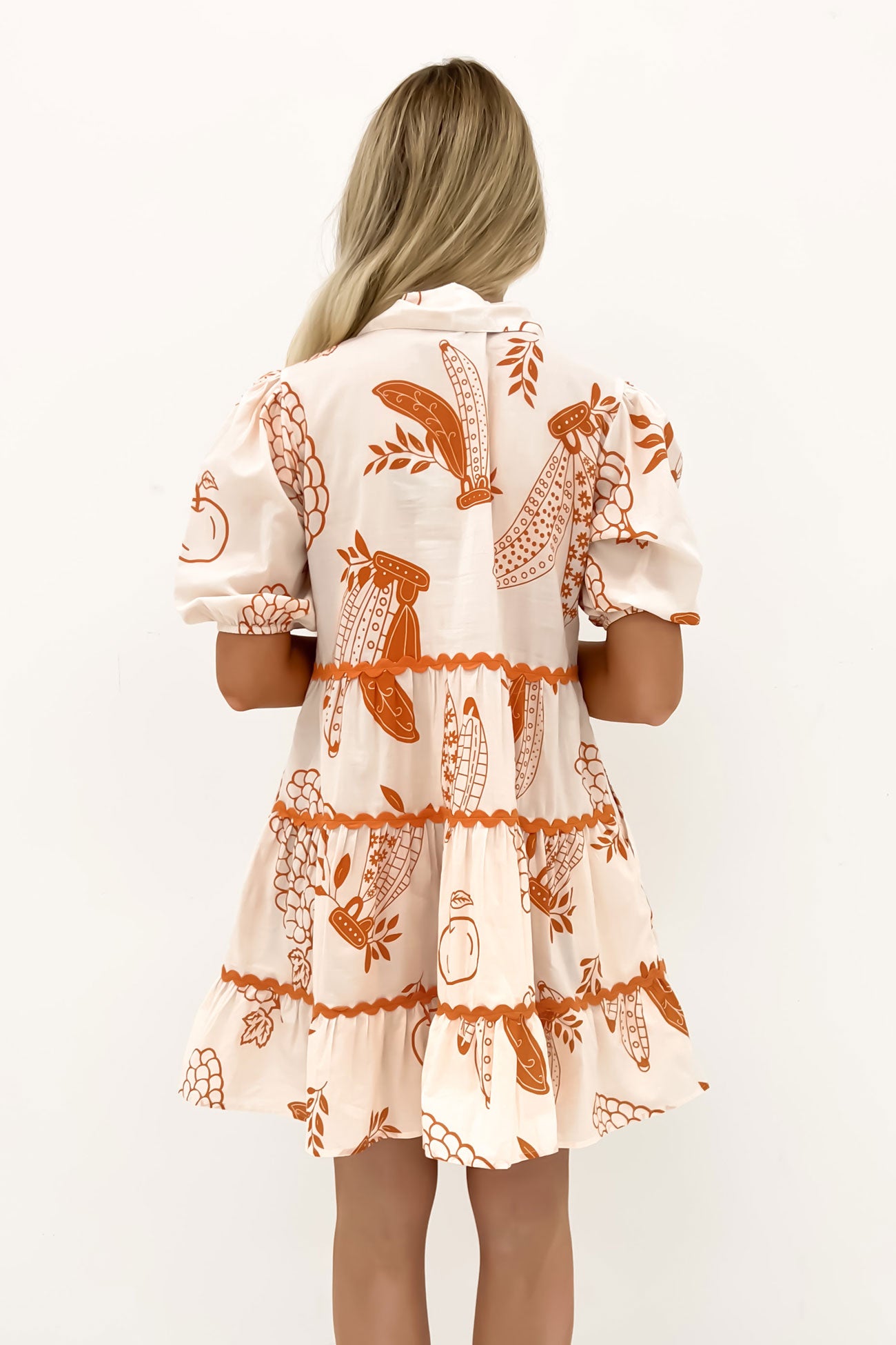 Alice Mini Dress Rust White Riviera