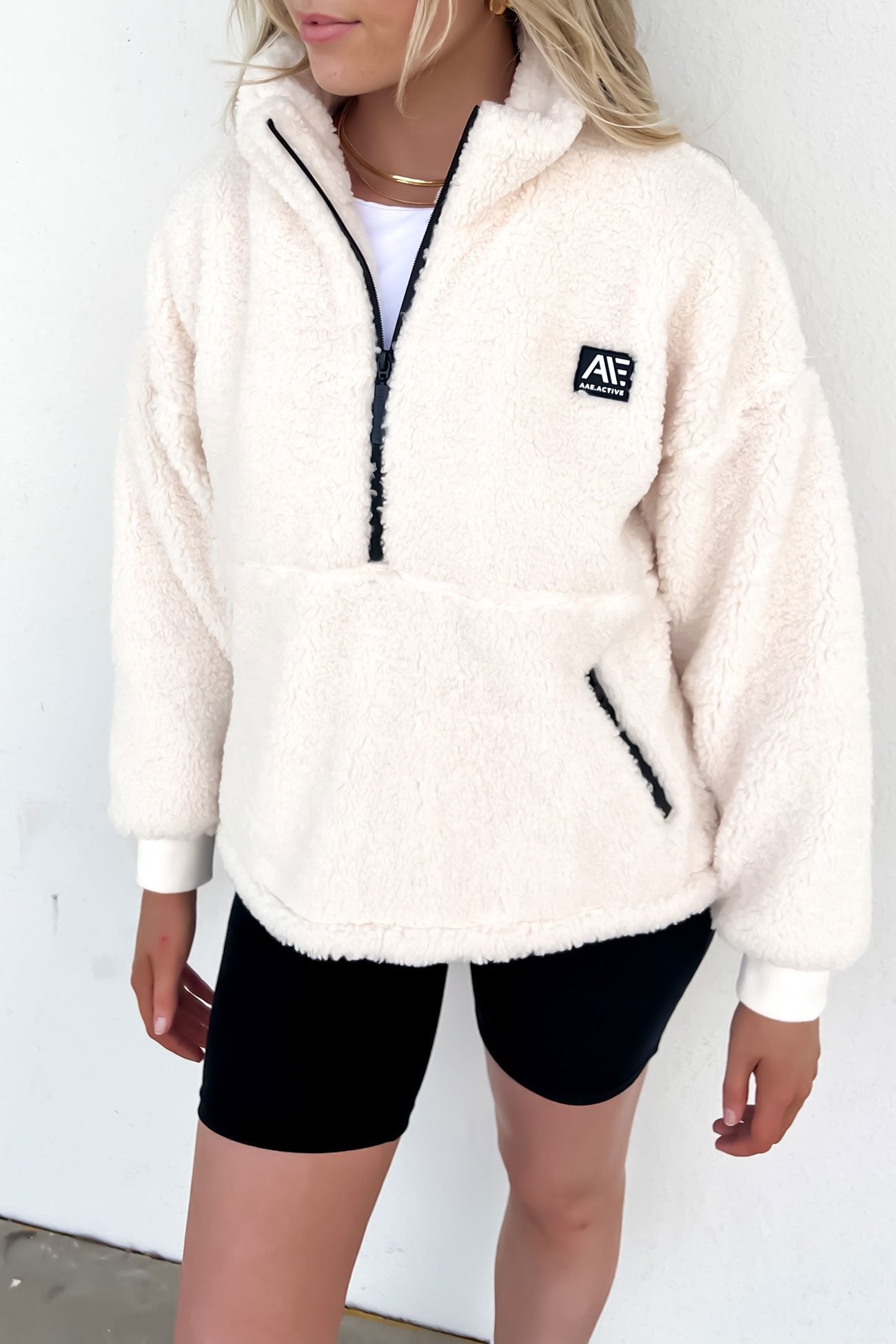 Amara Quarter Zip Teddy Vintage White