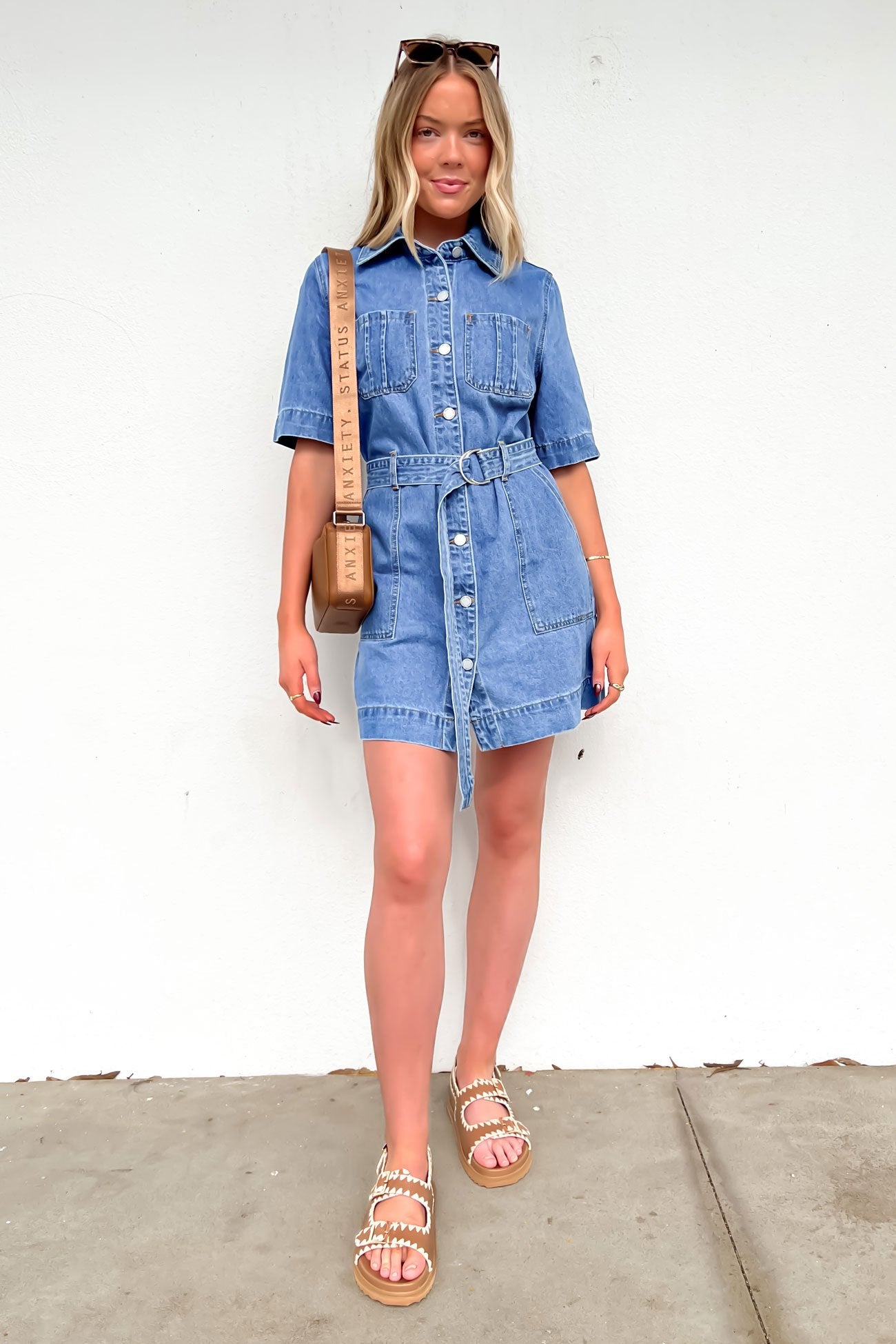 Amory Denim Mini Dress Mid Blue