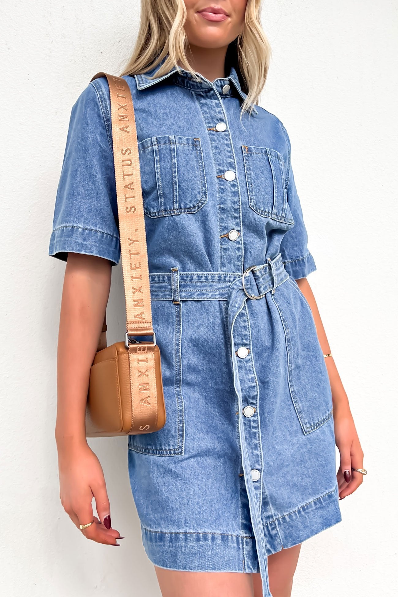 Amory Denim Mini Dress Mid Blue