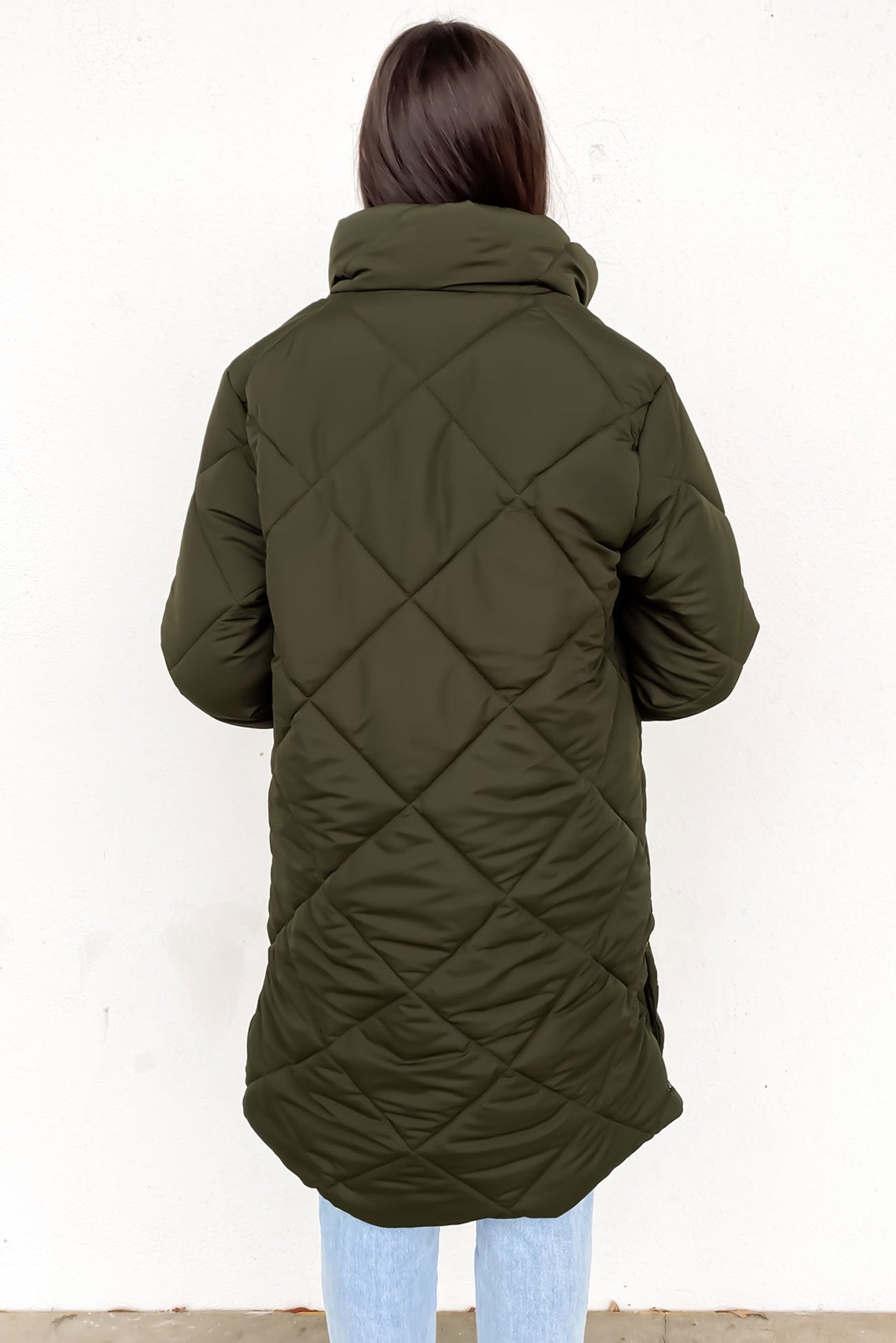 Amy Longline Puffer Jacket Khaki