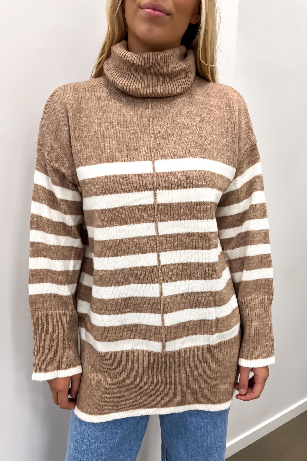 Angie Knit Jumper Brown White