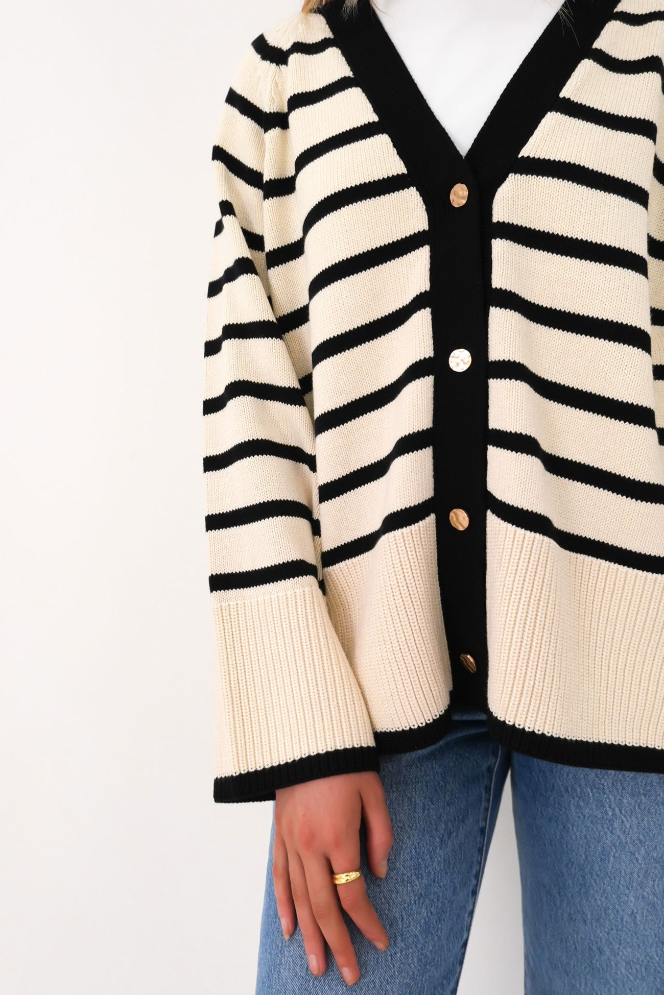 Ansley Cardigan Cream Stripe