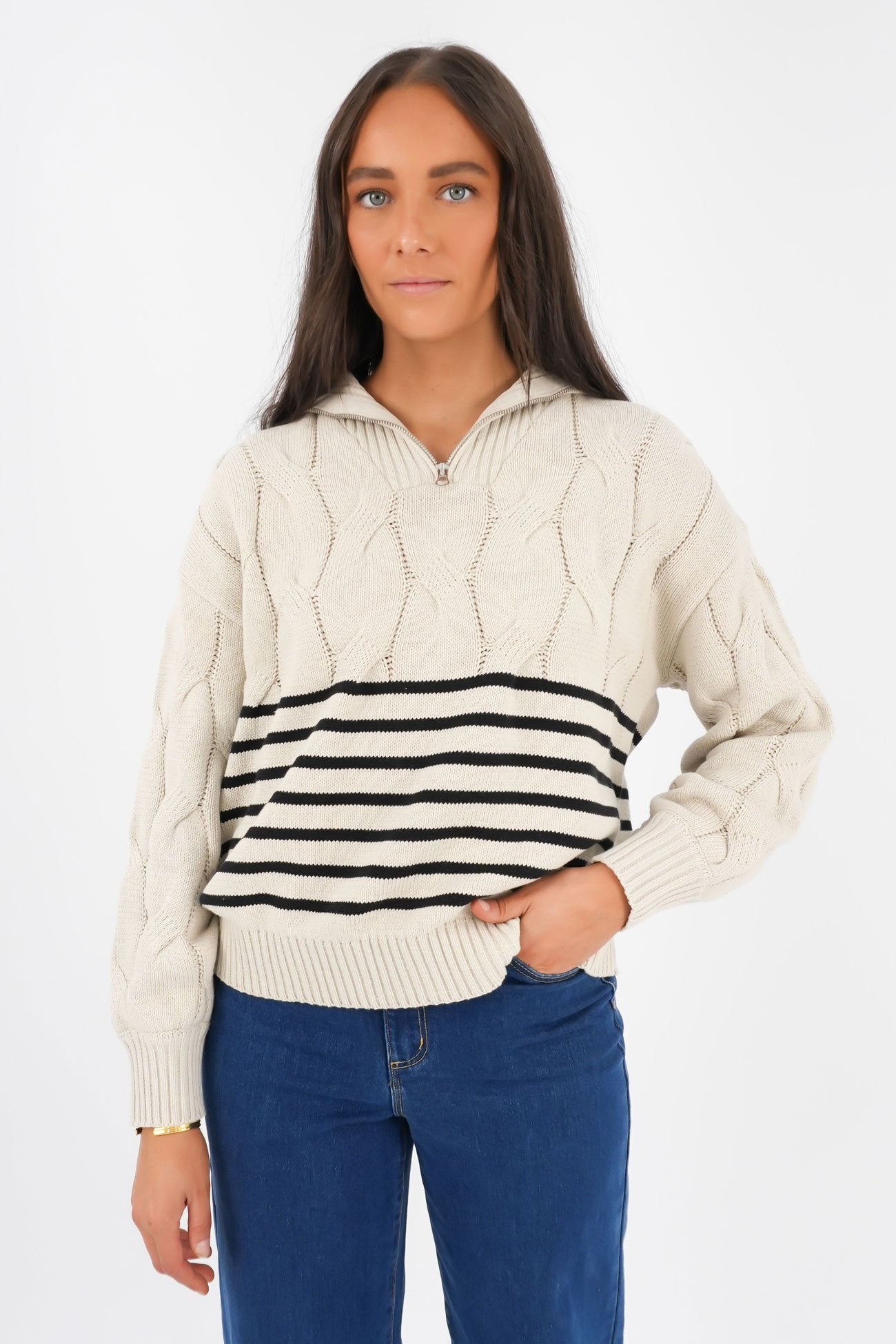 Astrid Quarter Zip Knit Natural