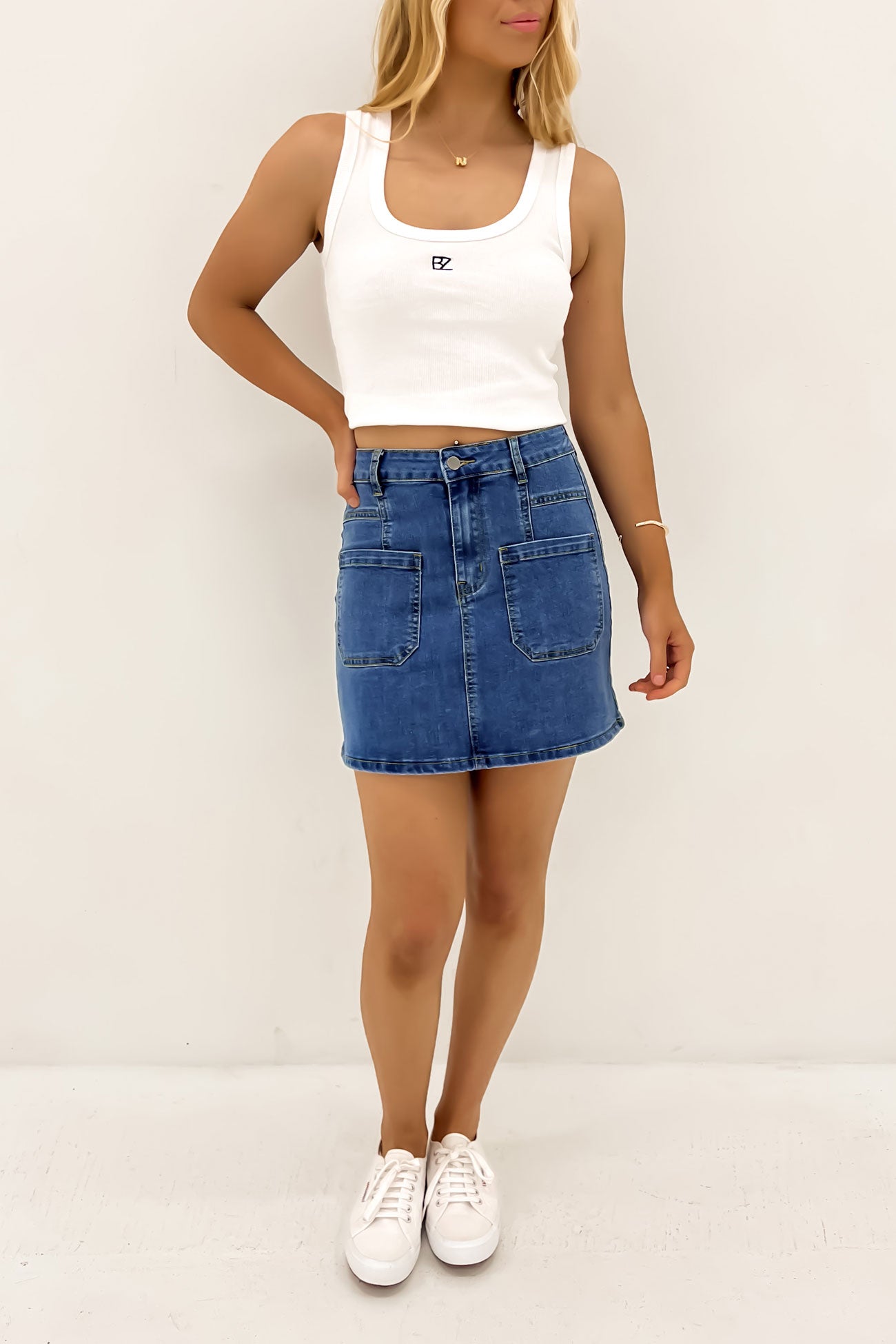 Baldwin Denim Mini Skirt Dark Blue