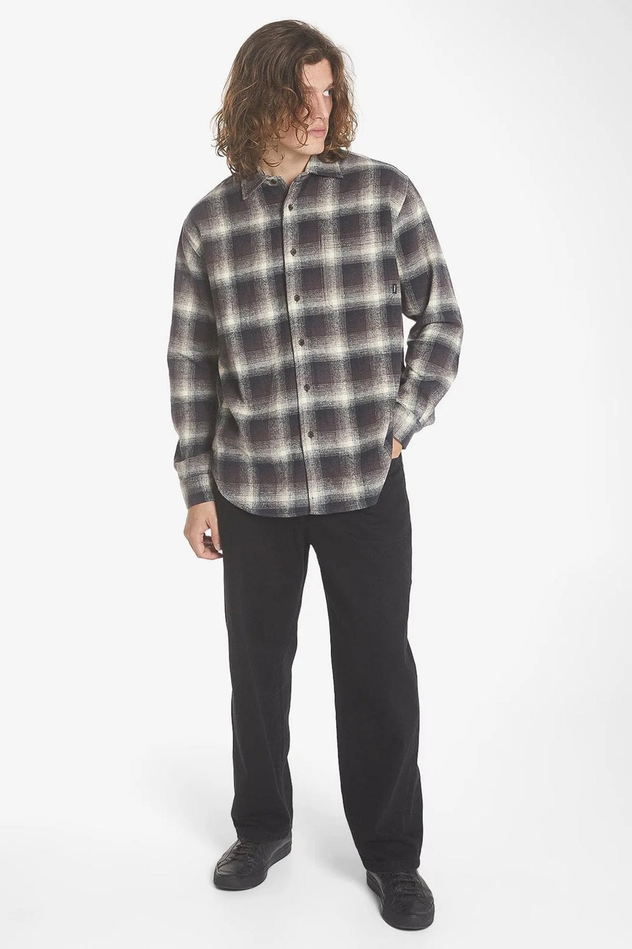 Barrio Long Sleeve Flannel Shirt Deep Plum