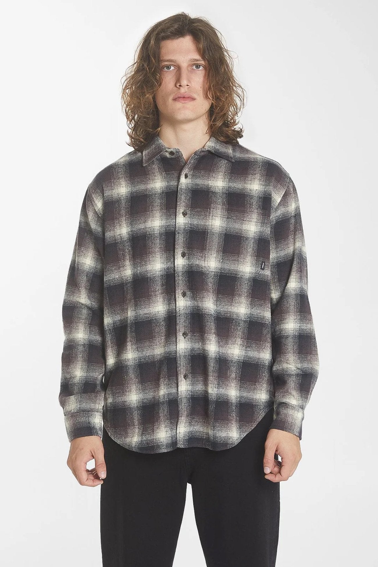 Barrio Long Sleeve Flannel Shirt Deep Plum