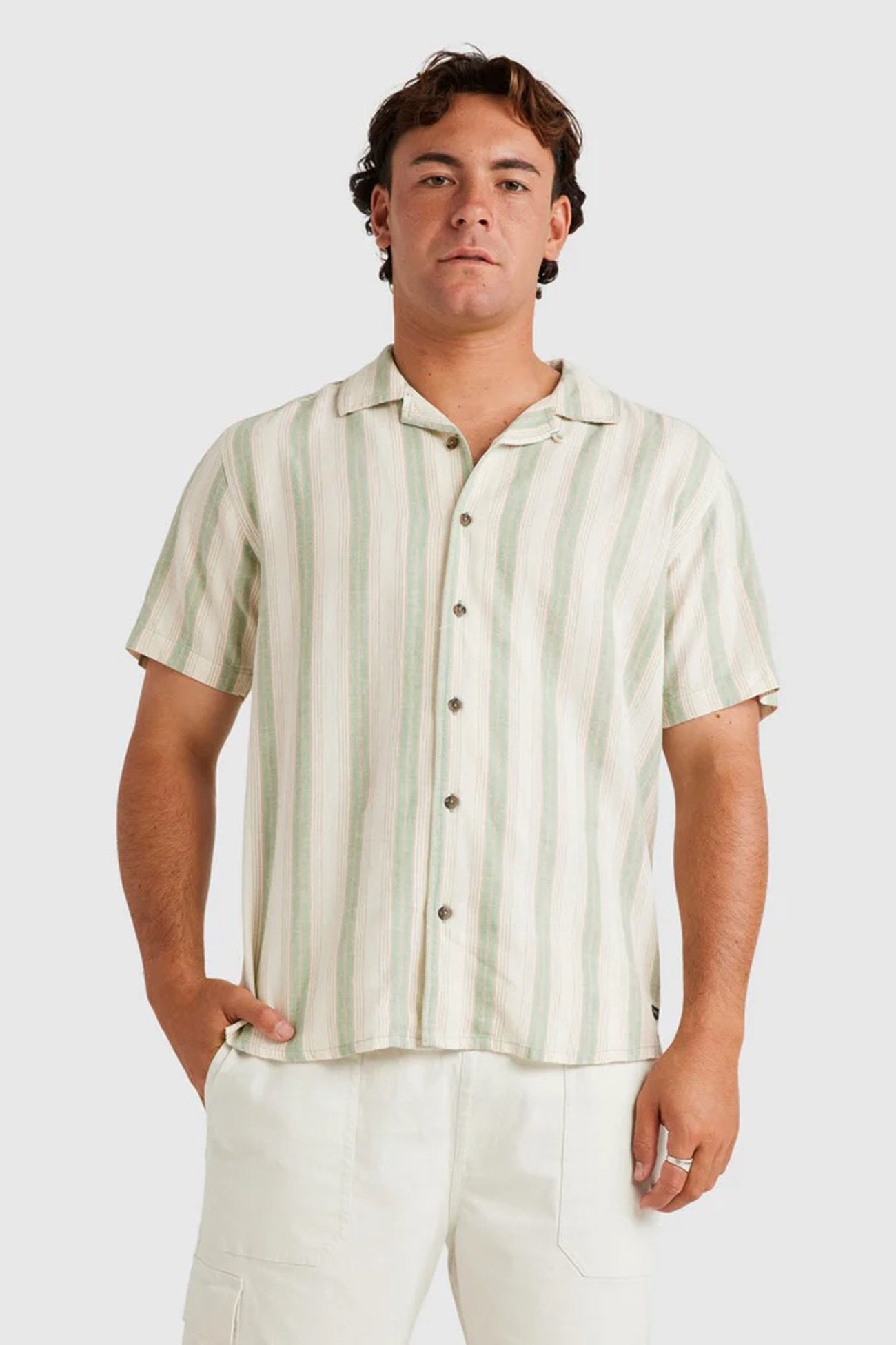 Beat Stripe Short Sleeve Shirt Granite Green