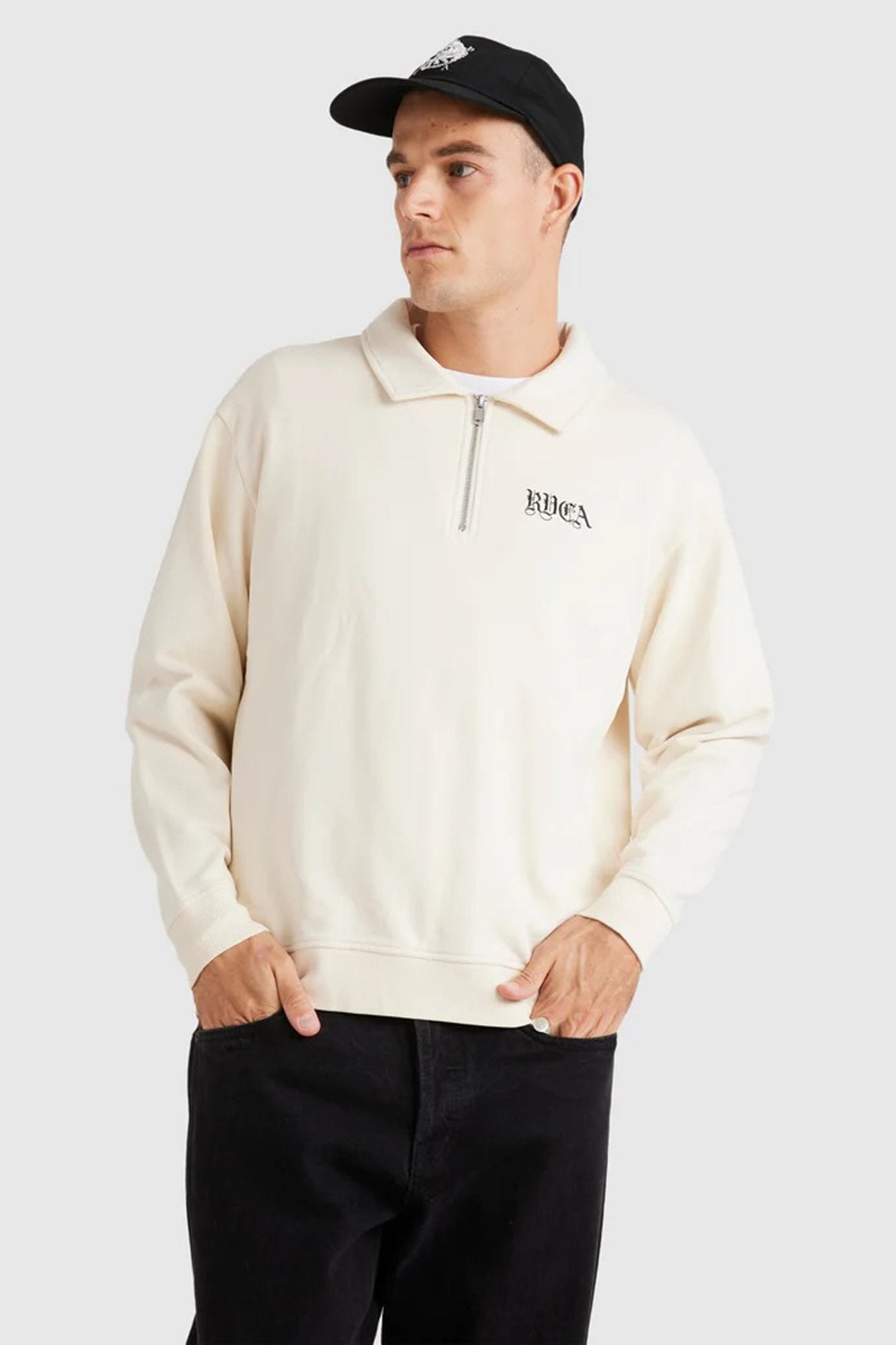 Benj Half Zip Collared Crew Salt