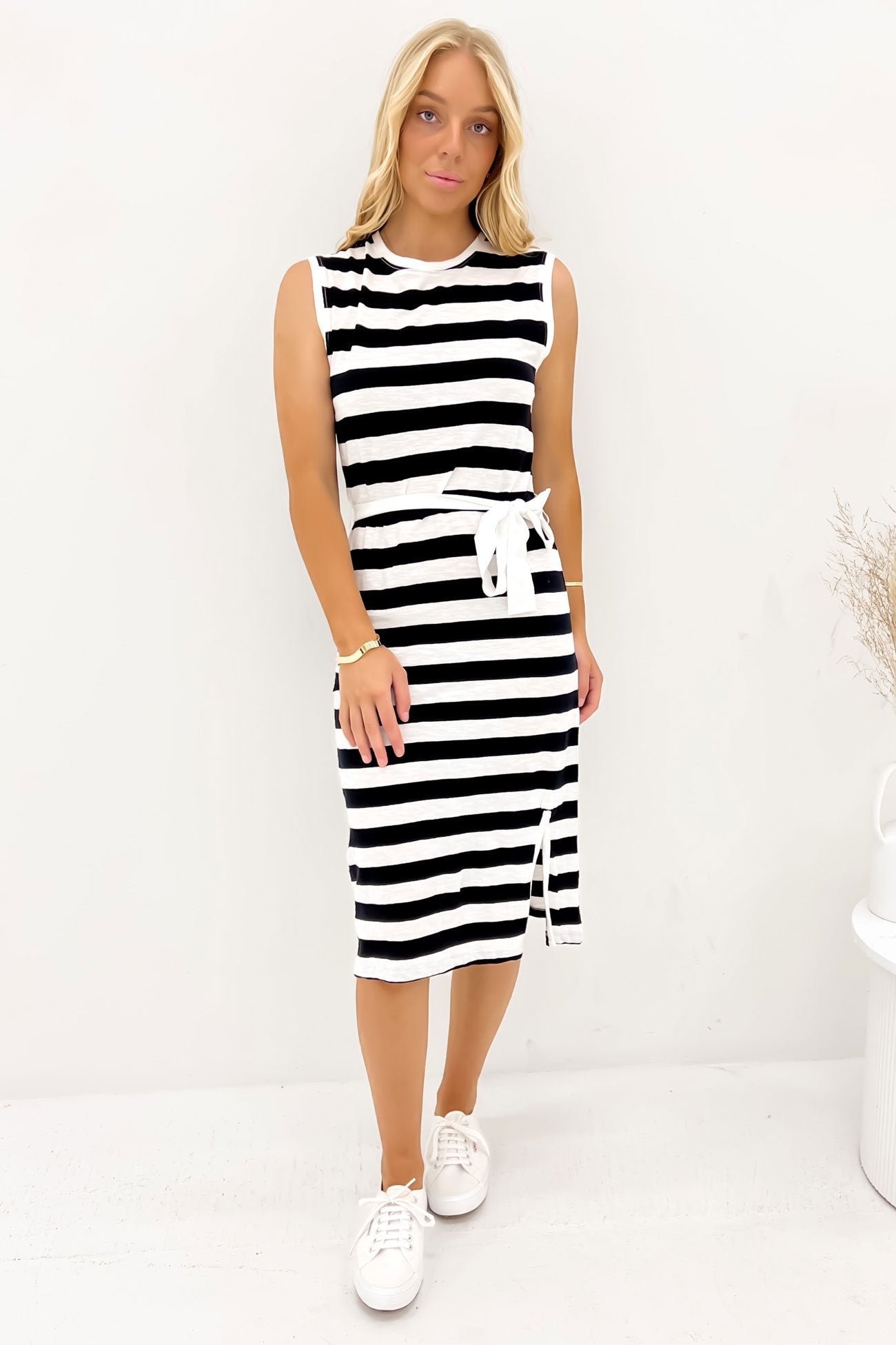 Bondi Dress Stripe Black & White Stripe