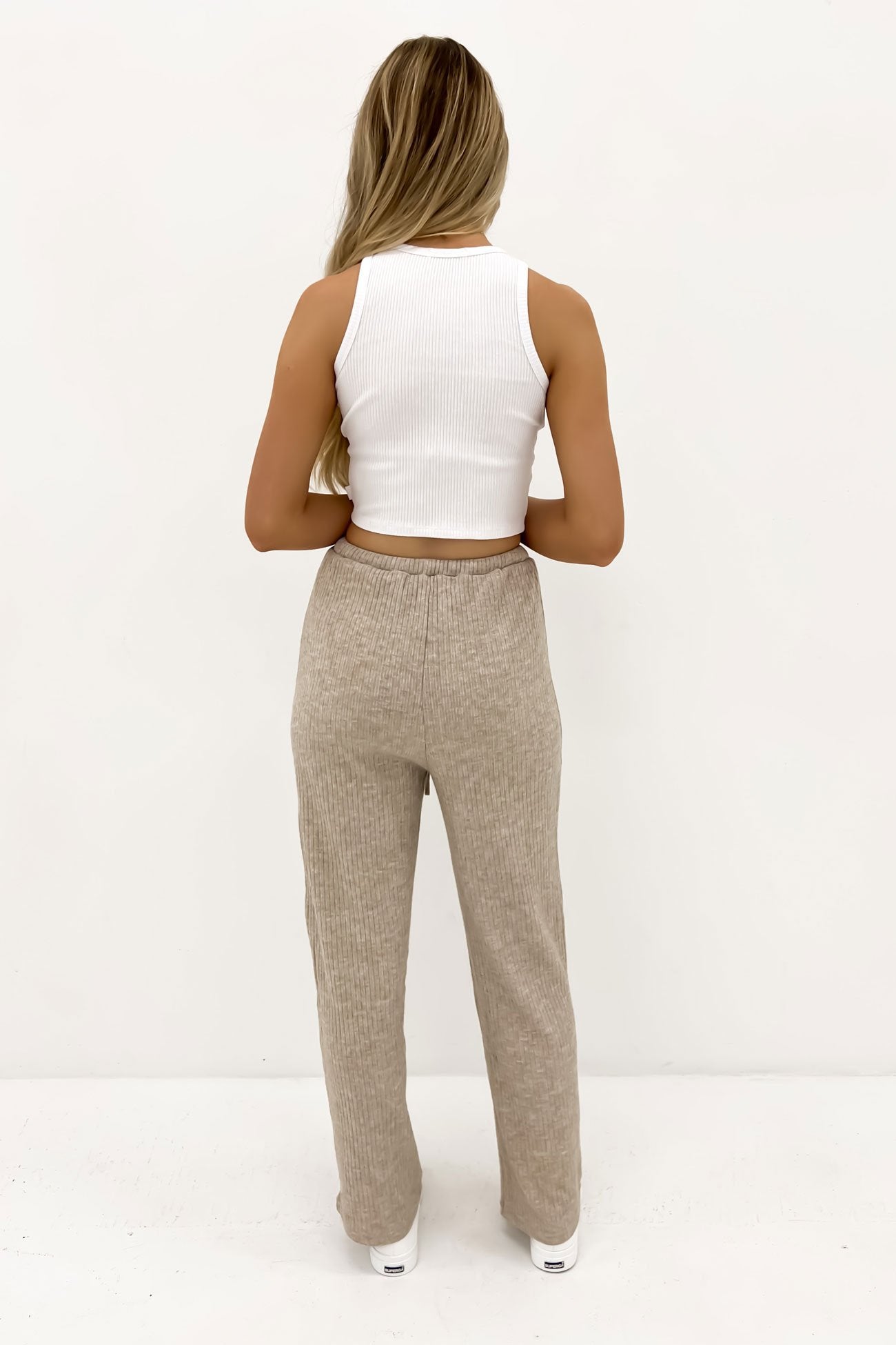 Caeleigh Ribbed Pant Beige