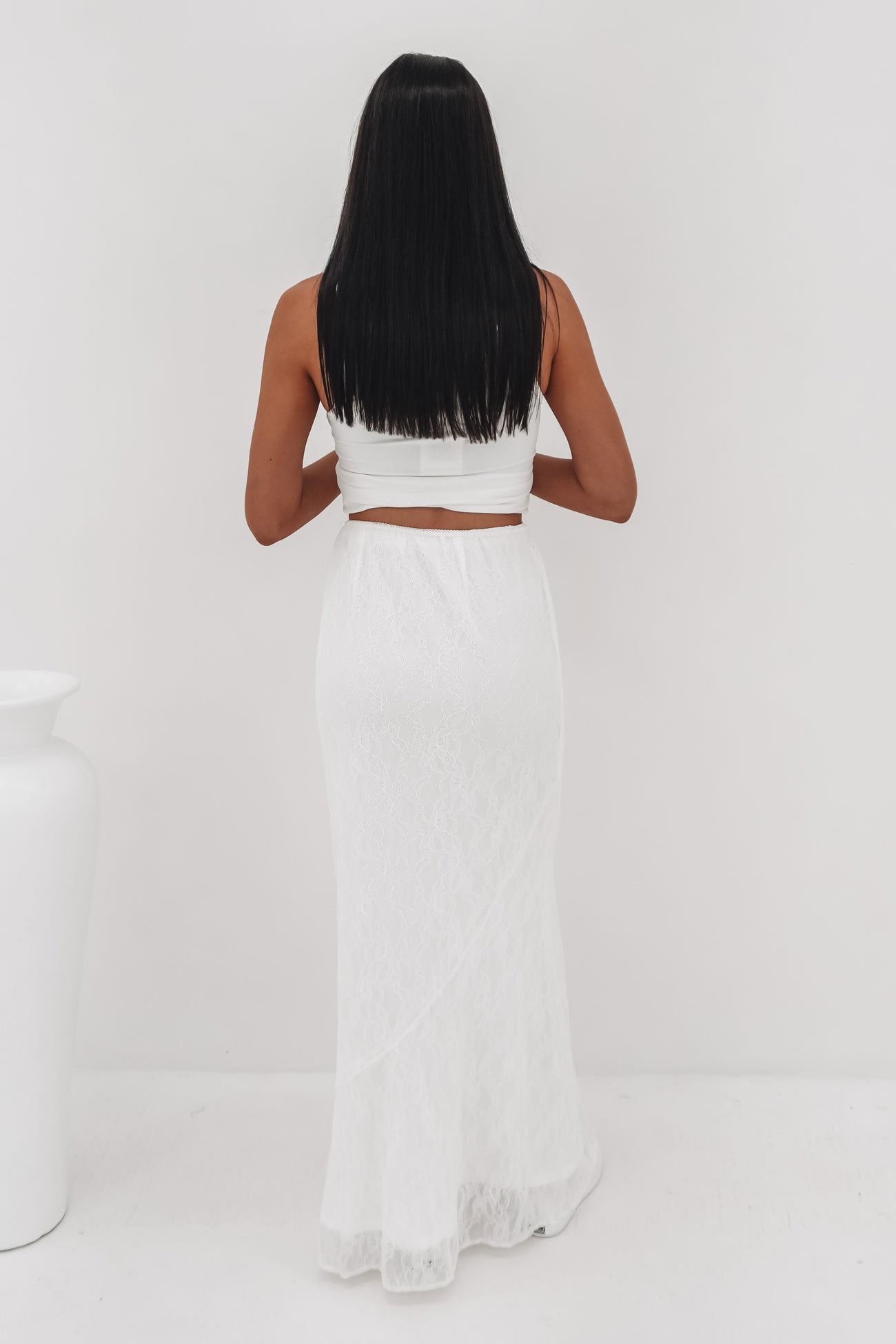 Camile Lace Maxi Skirt White