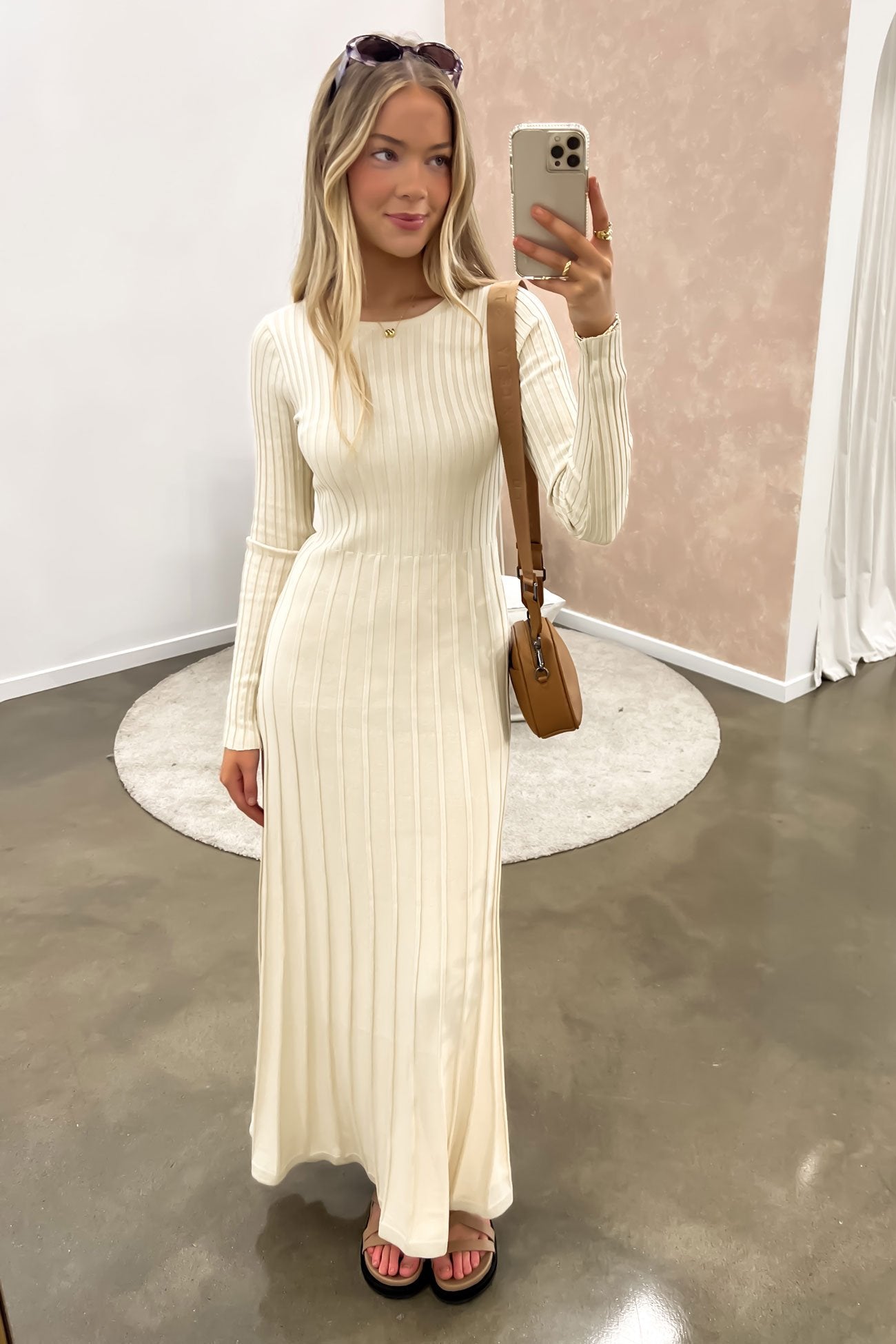 Chelsie Knit Maxi Dress Beige