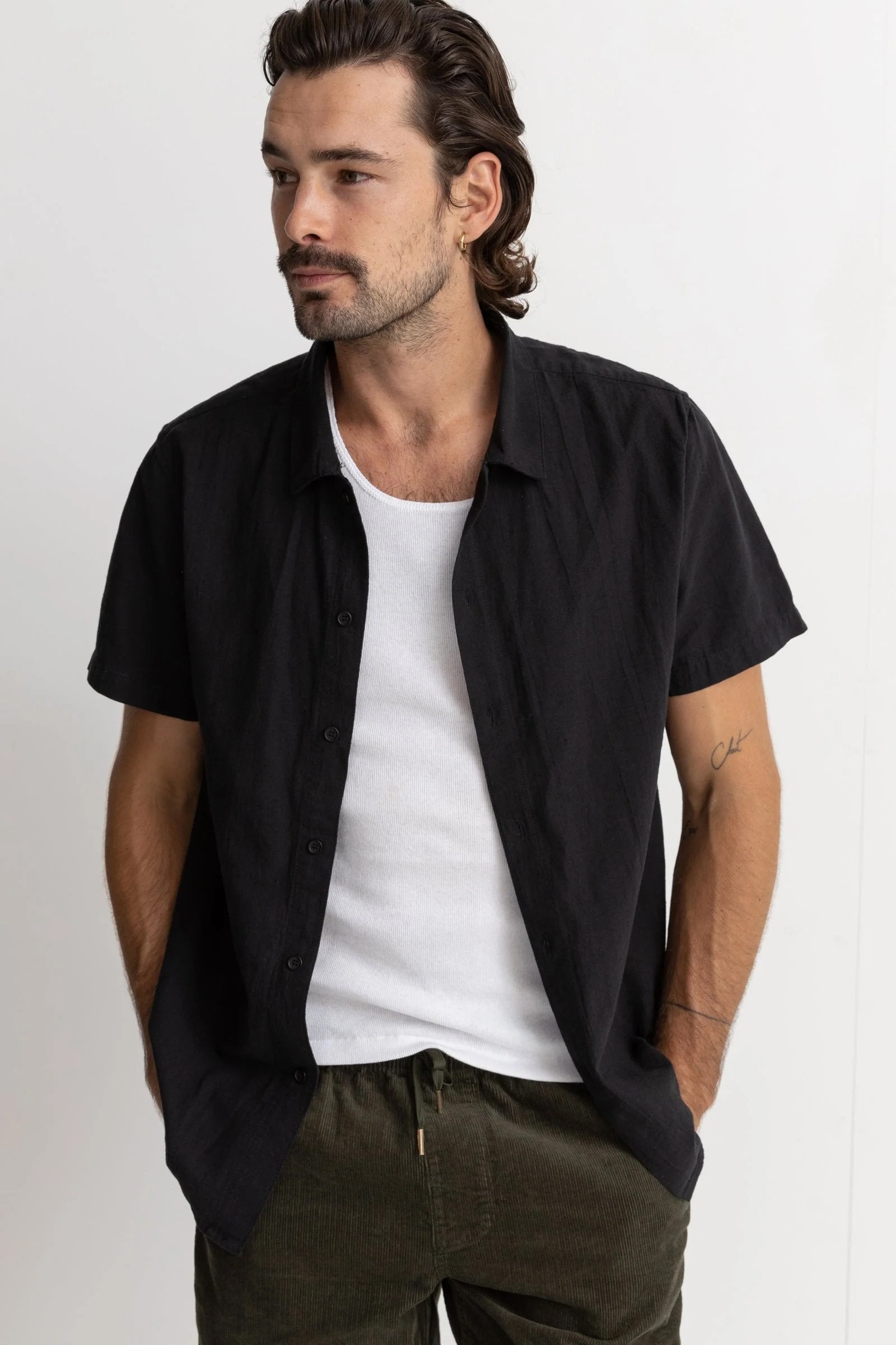 Classic Linen Short Sleeve Shirt Black