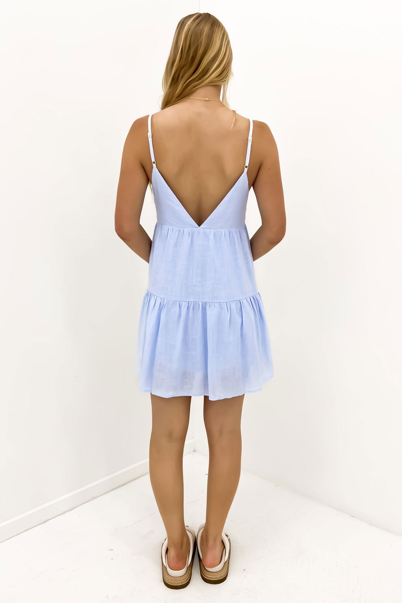 Classic Tiered Mini Dress Blue