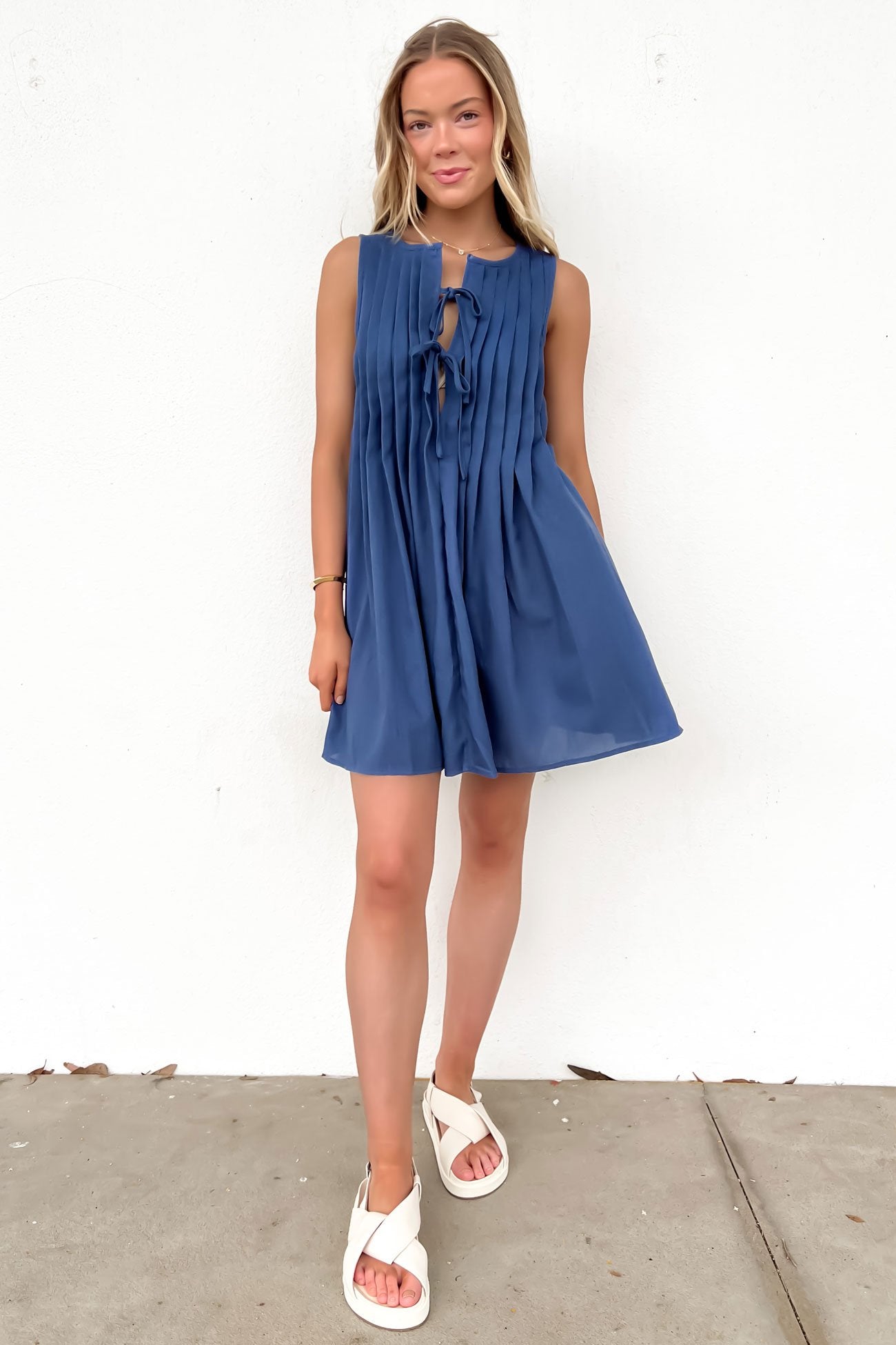 Clydette Mini Dress Ash Blue