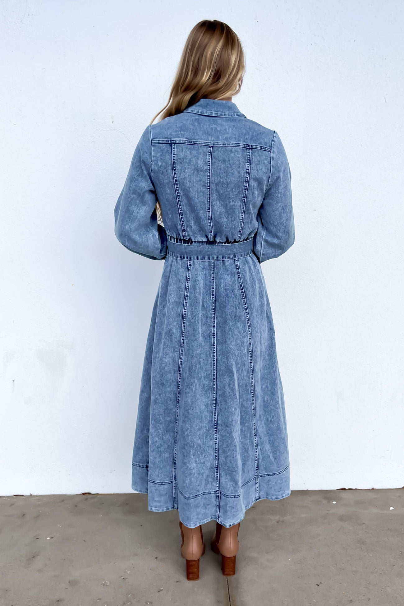 Danielle Denim Midi Dress Light Blue