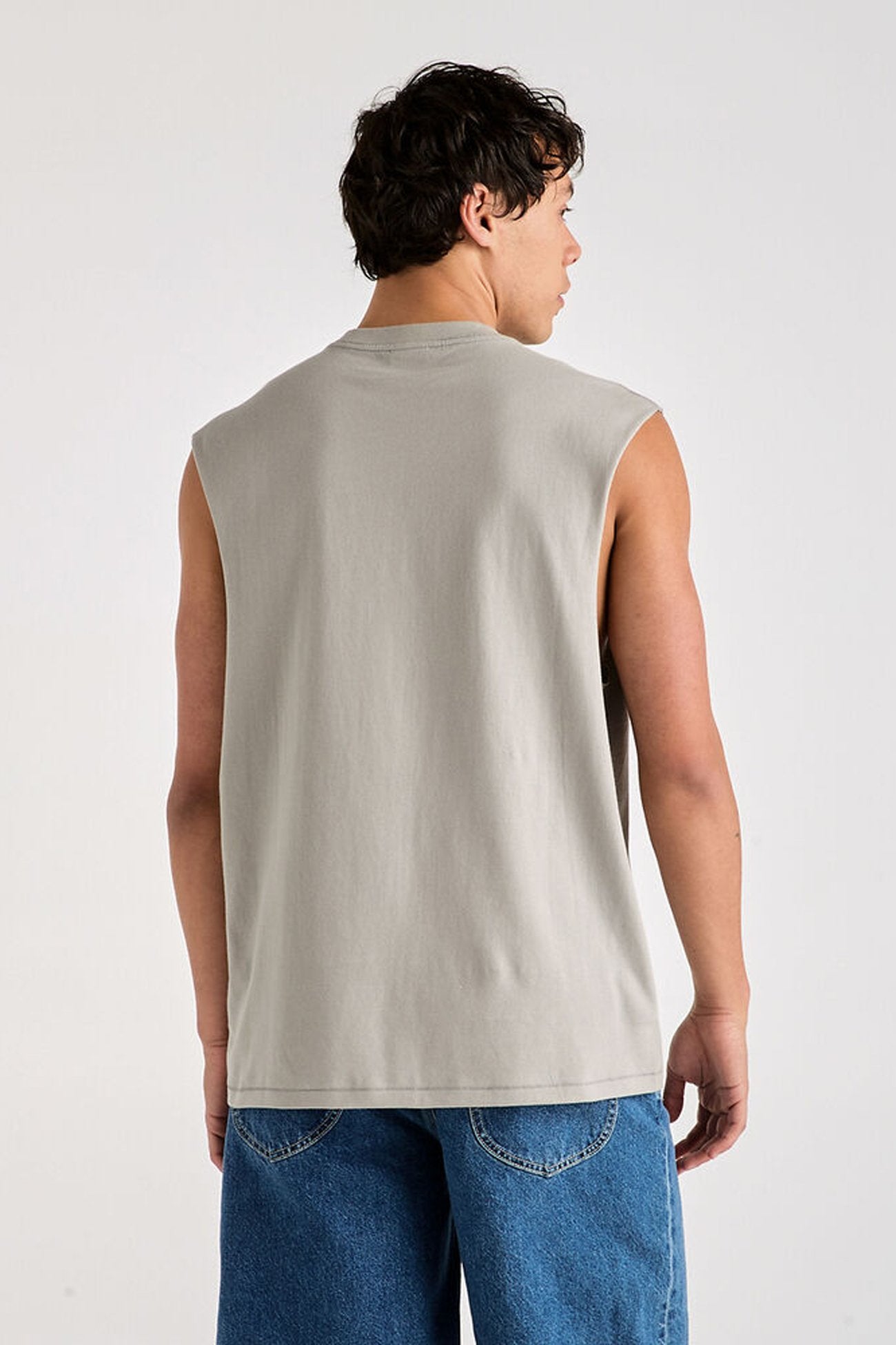 Denim Co Muscle Tee Stone Steel