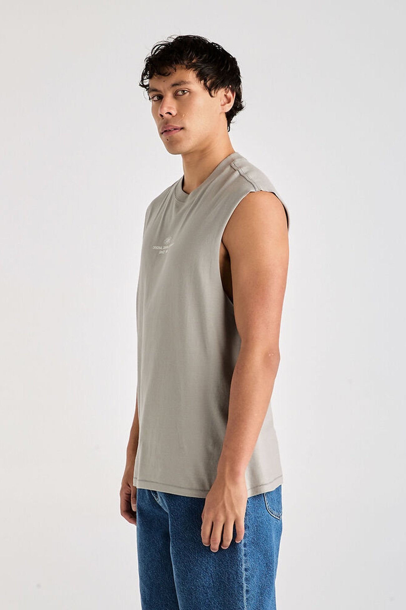 Denim Co Muscle Tee Stone Steel