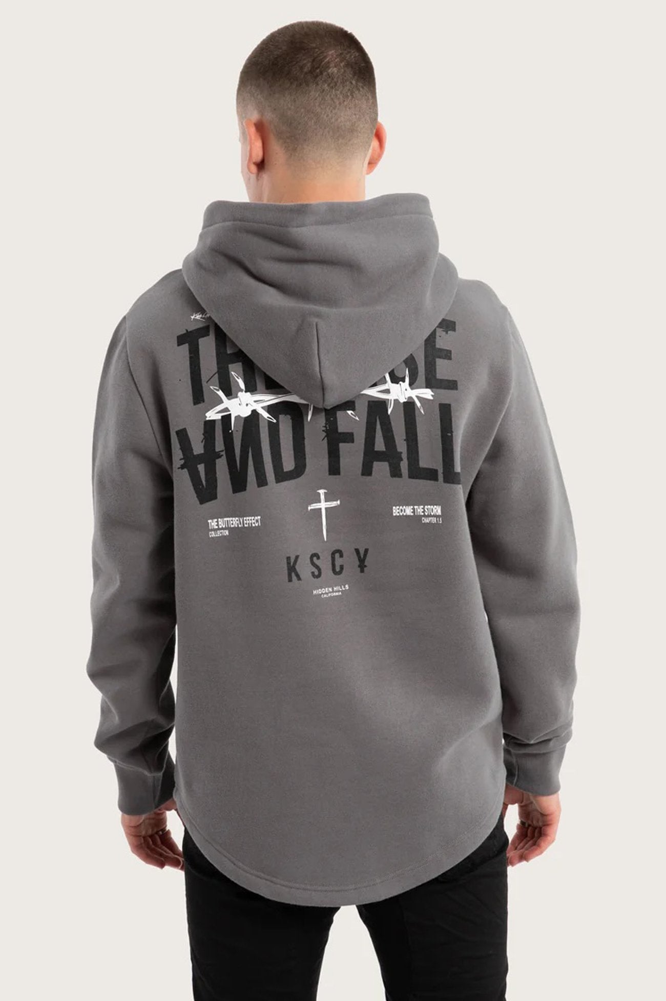 Diluted Dual Curved Hoodie Charcoal