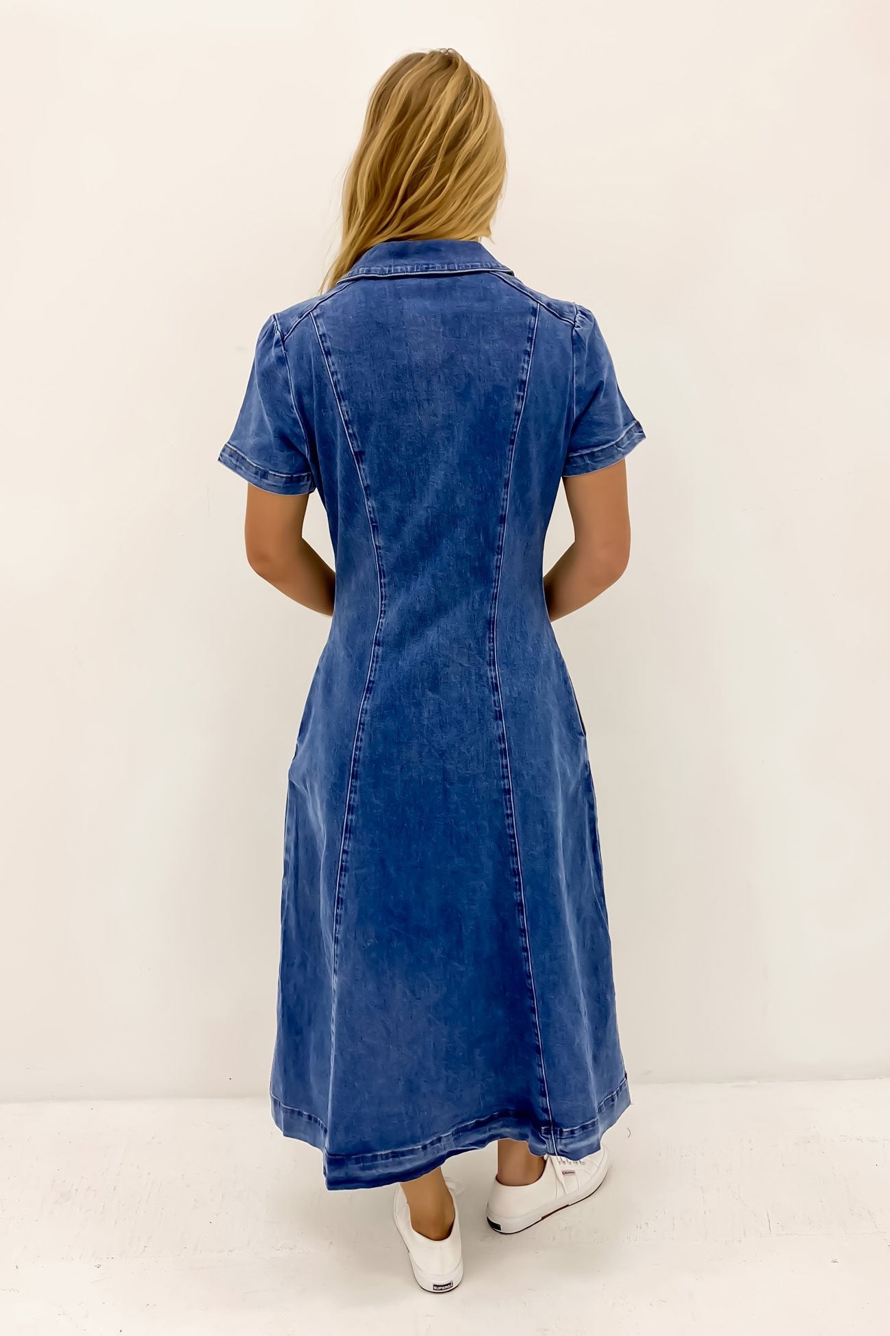 Drew Denim Midi Dress Mid Blue