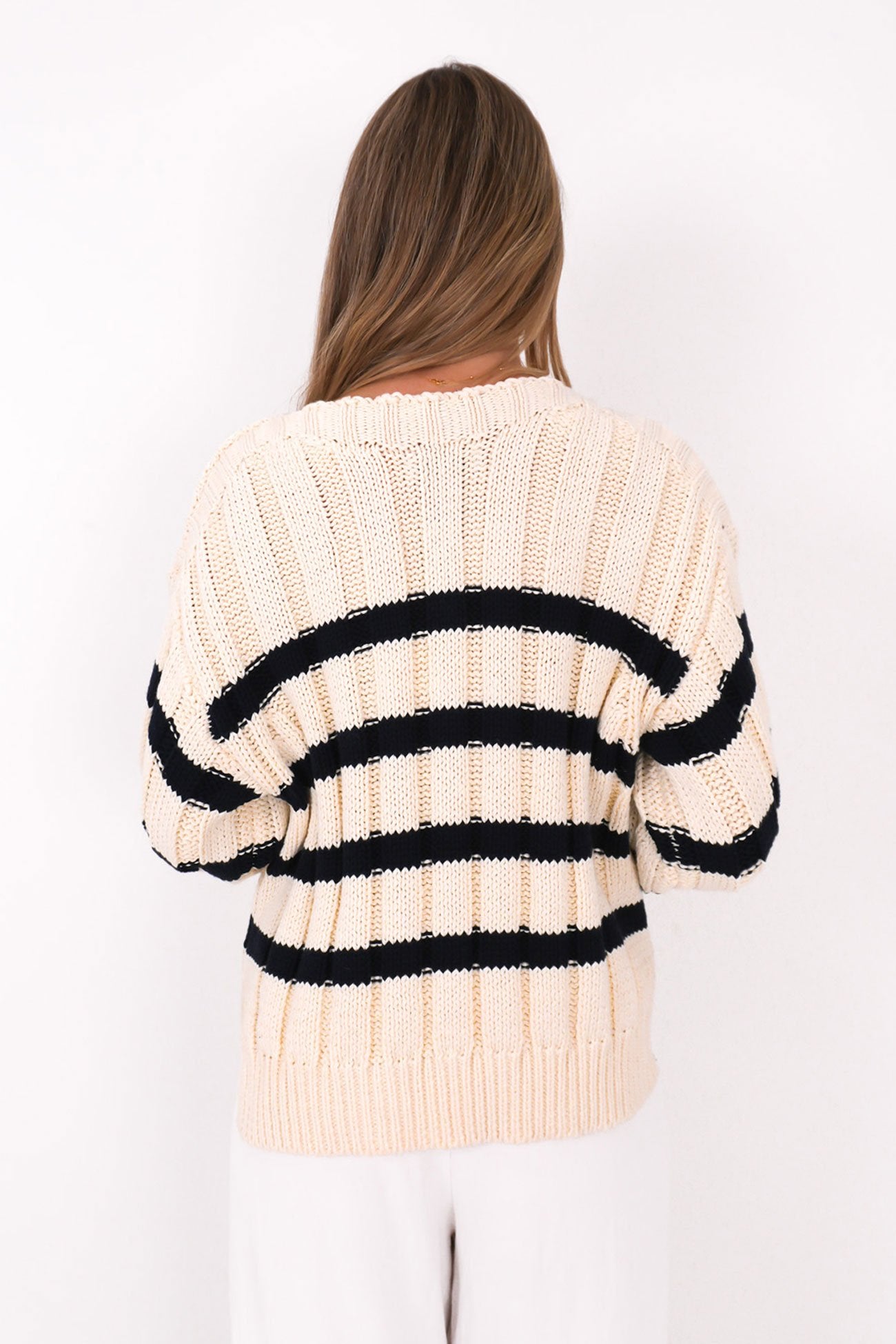 Elettra Knit Cream Stripe